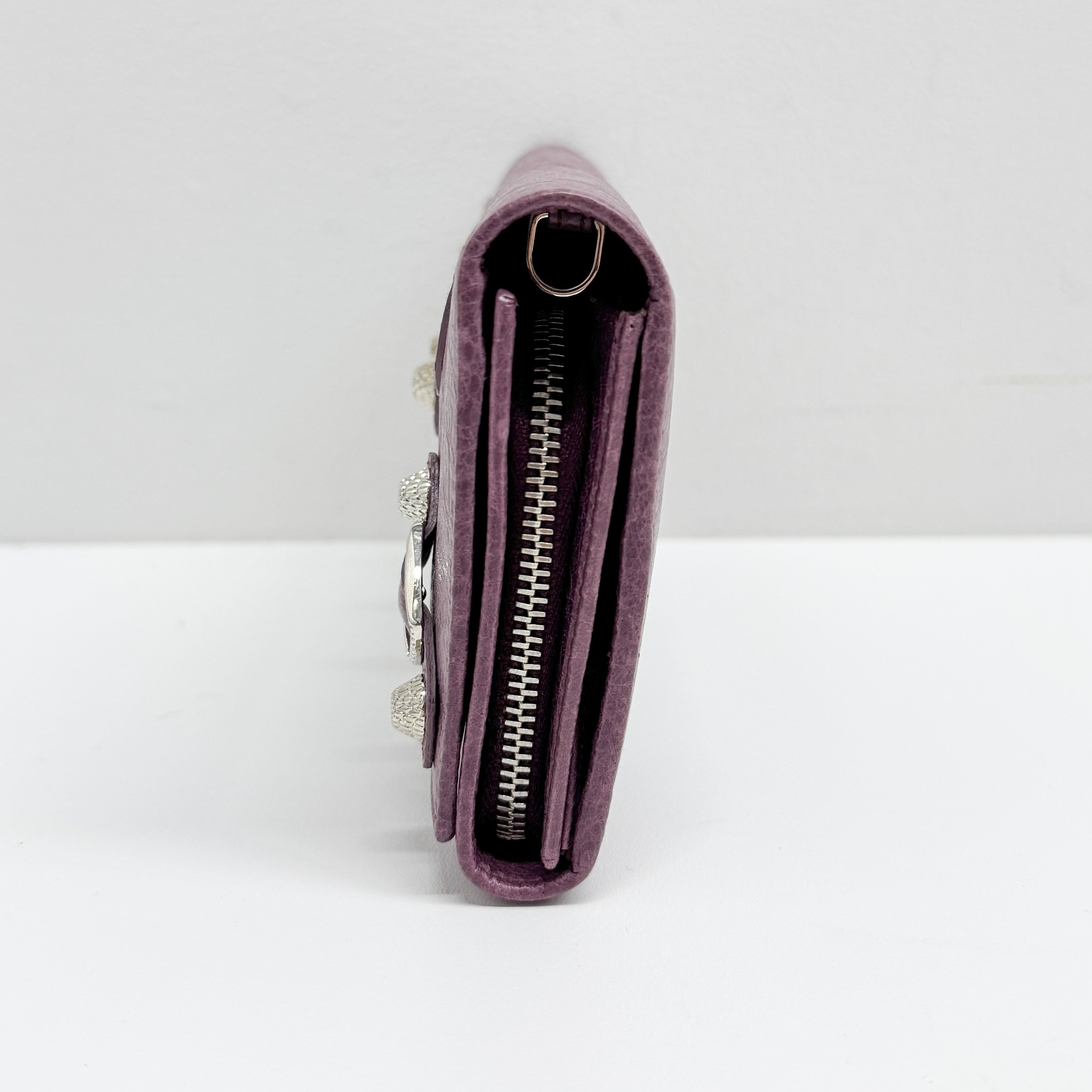 Continental Purple Calfskin Leather Wallet/Shoulder Bag