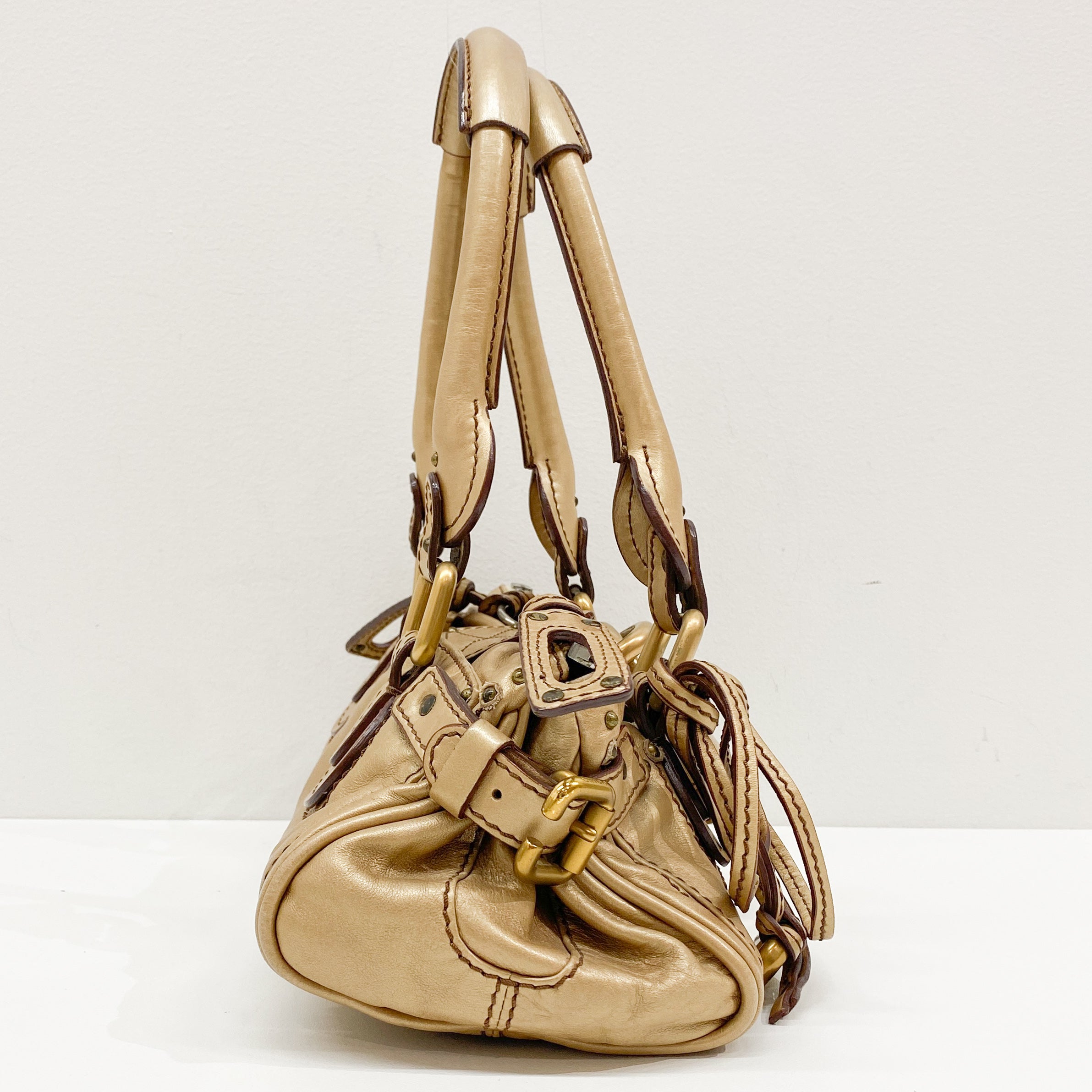 Paddington Mini Gold Leather Shoulder Bag