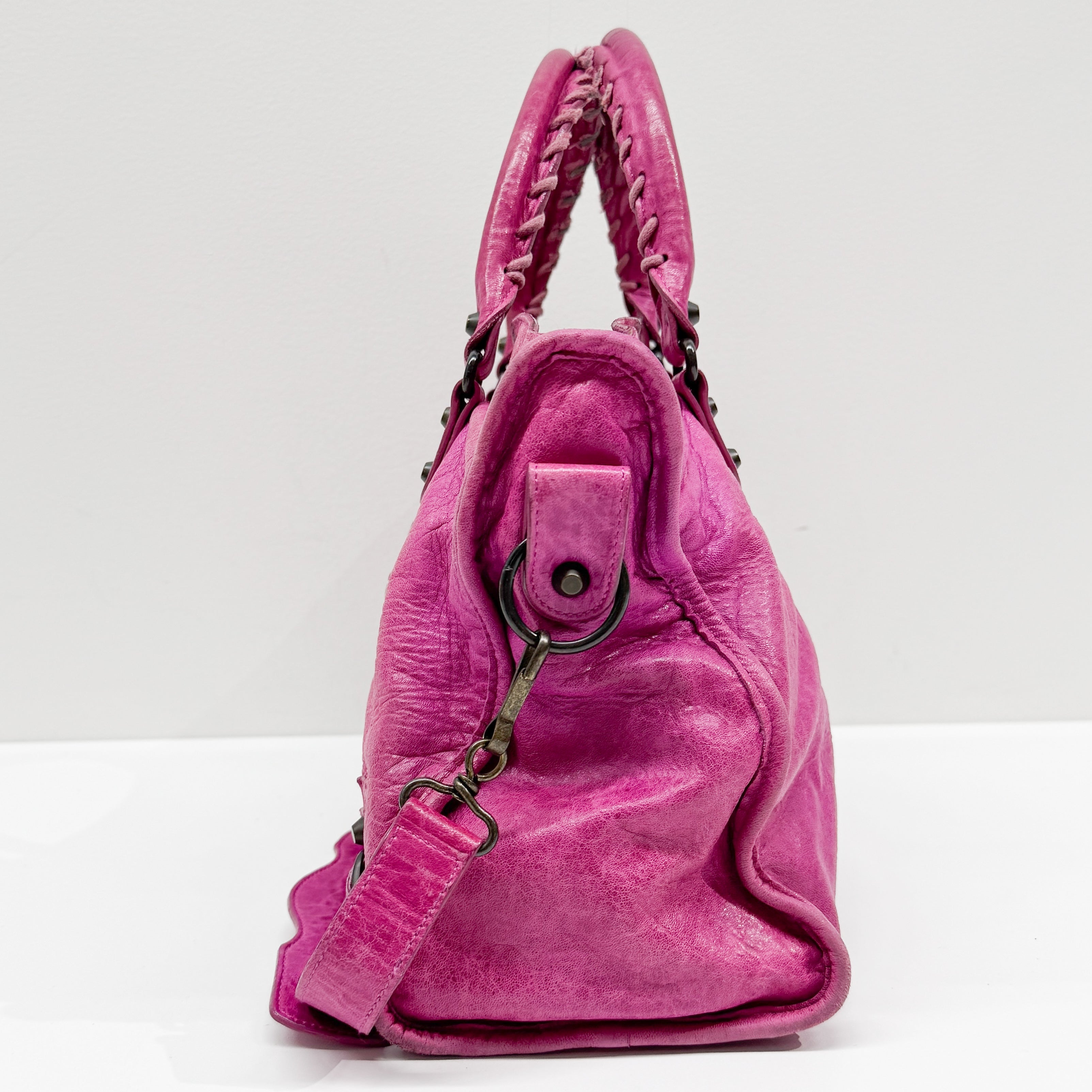 The City Pink Calfskin Leather Two Way Bag