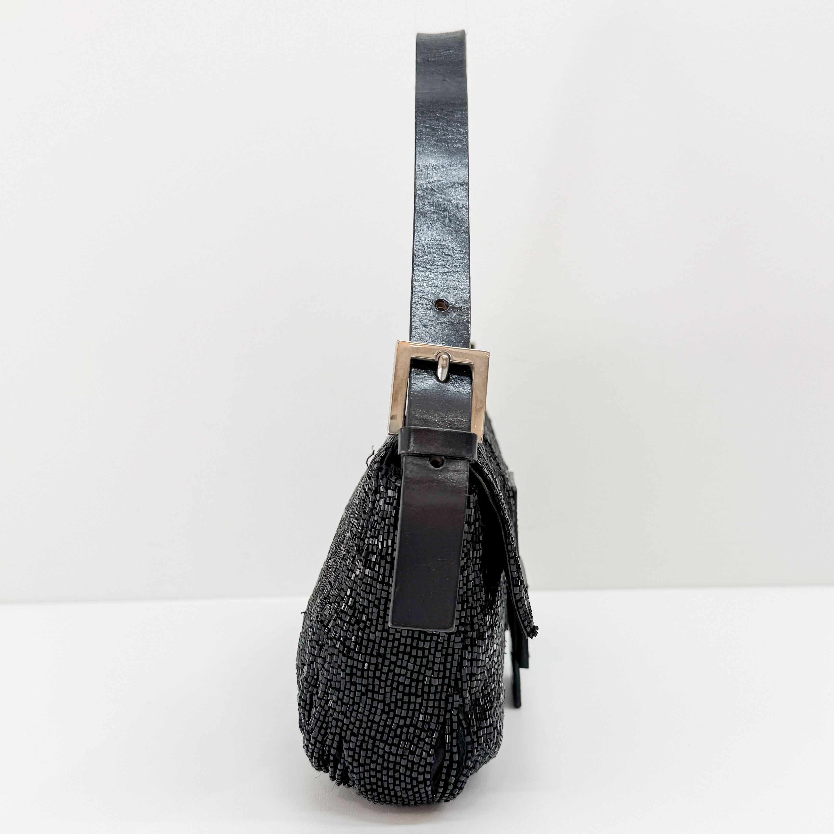 Baguette Black Beading Shoulder Bag