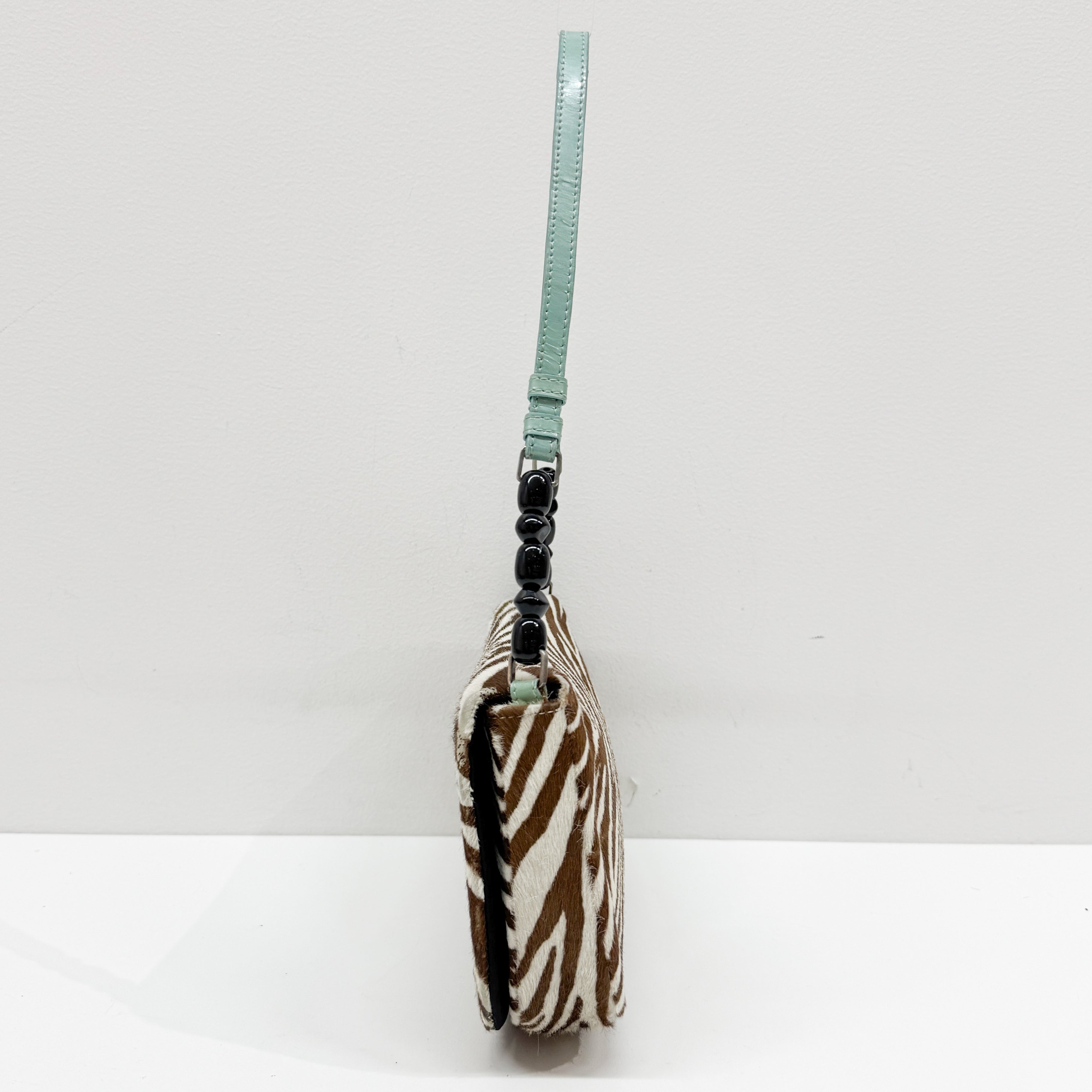 Limited Edition Malice Pearl Zebra Print Pony Hair Shoulder Bag