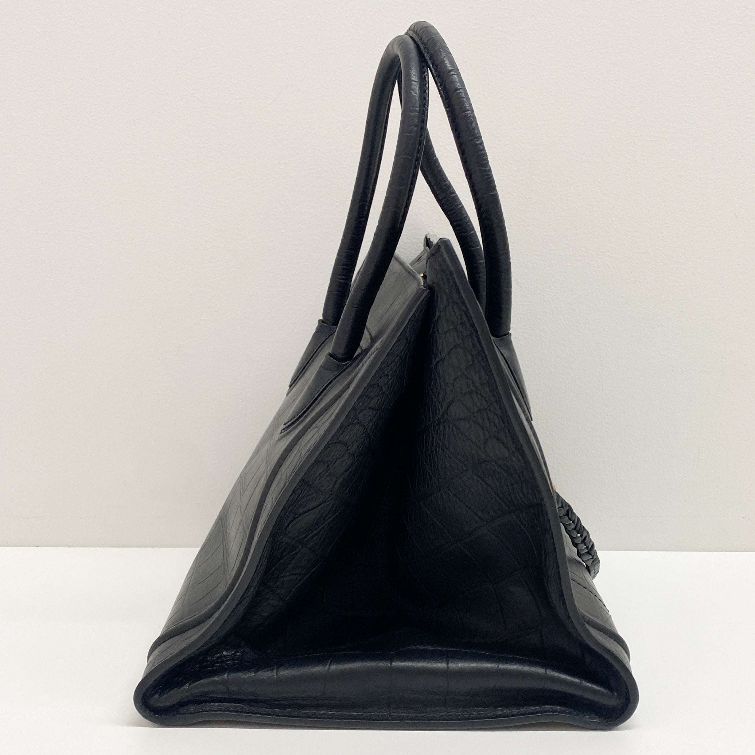 Luggage Phantom Black Crocodile Embossed Hand Bag