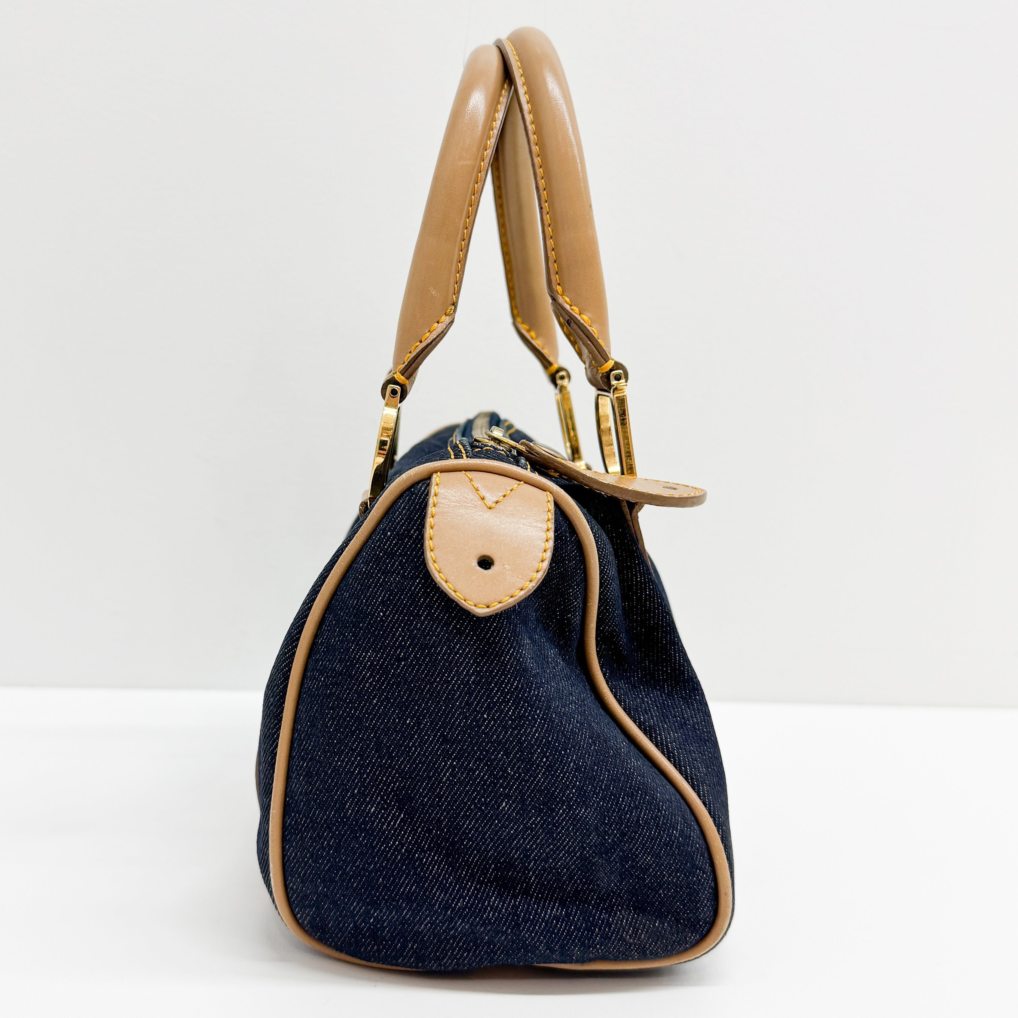 Mini Boston Blue Denim Hand Bag