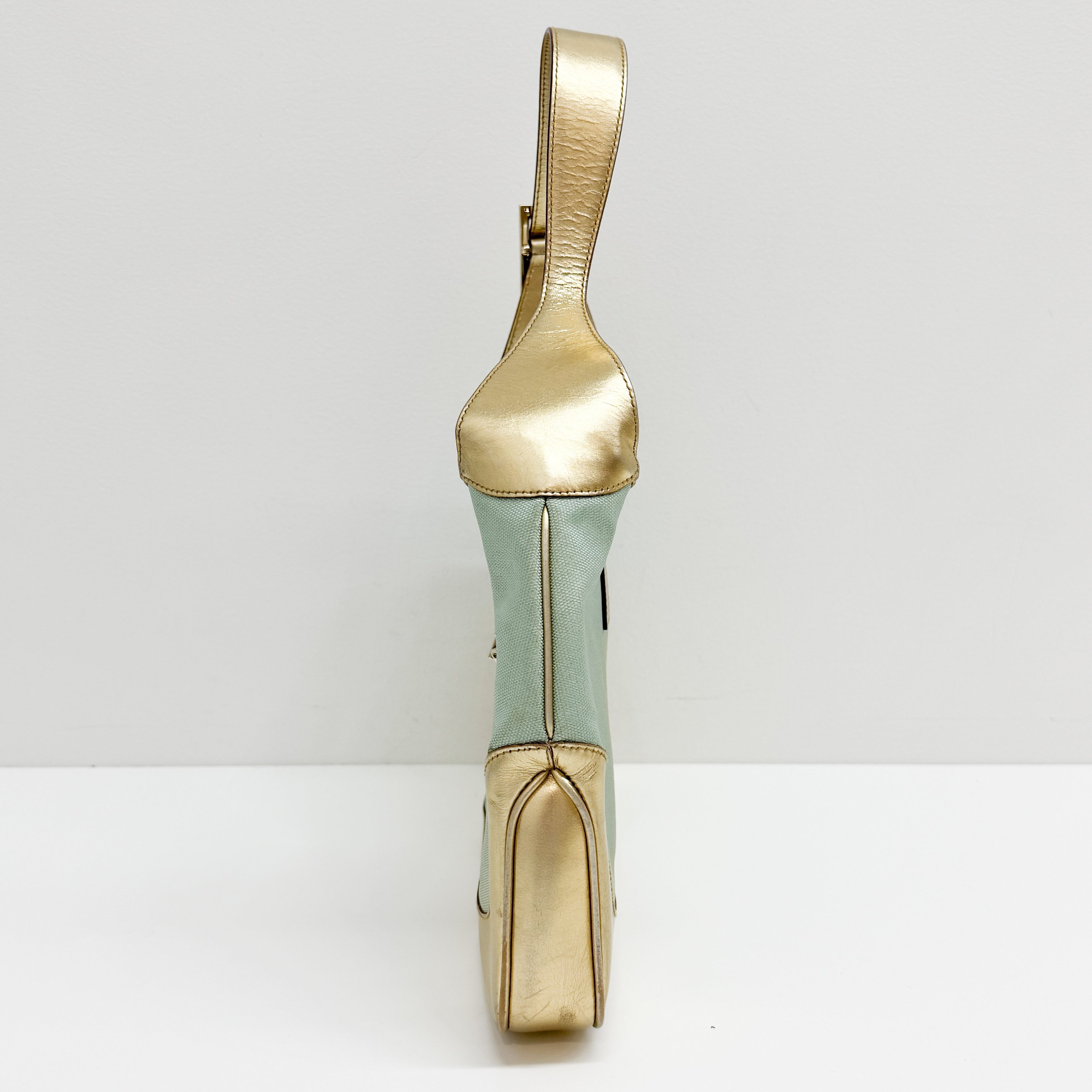 Jackie Blue & Gold Canvas Shoulder Bag