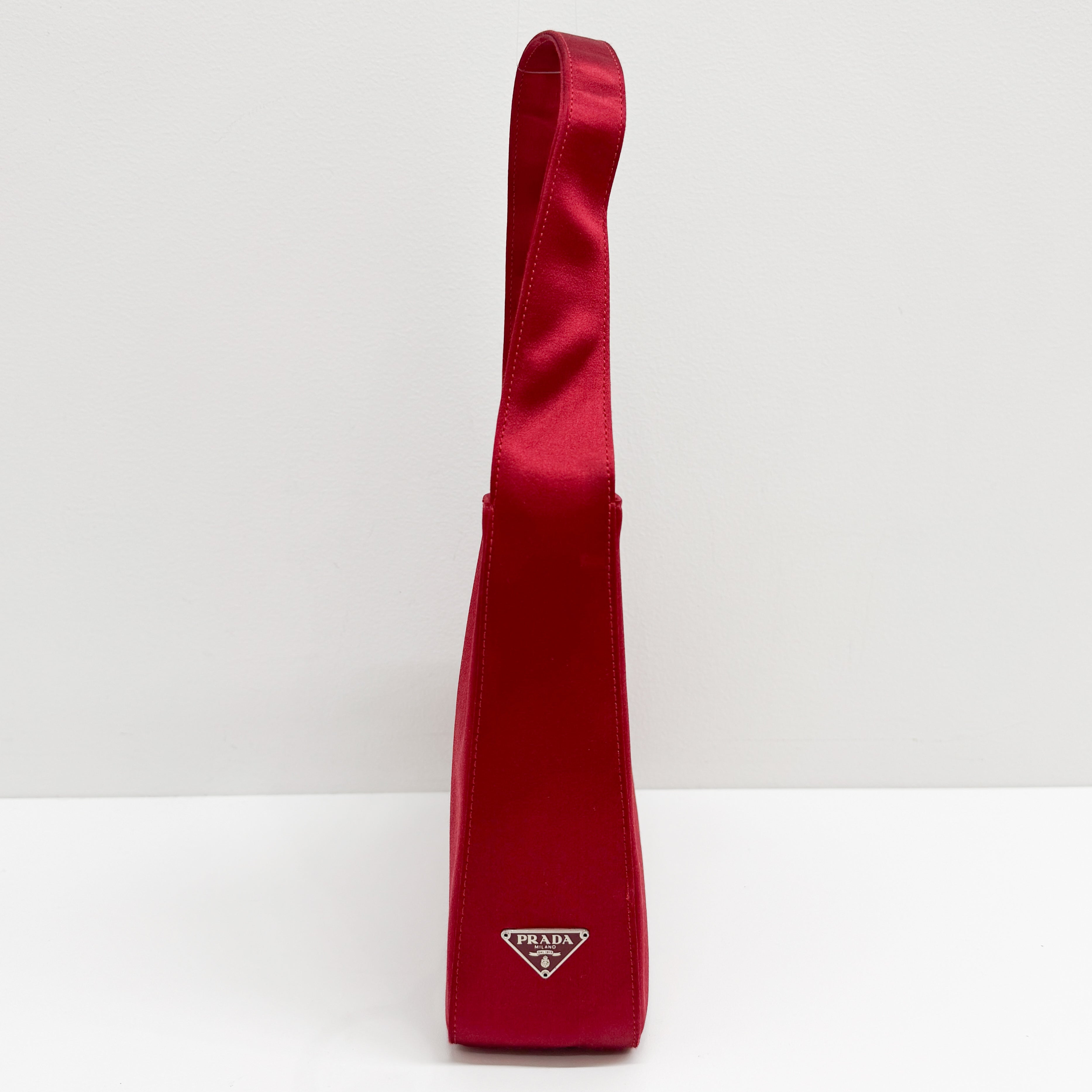 Vintage Red Triangle Satin Shoulder Bag