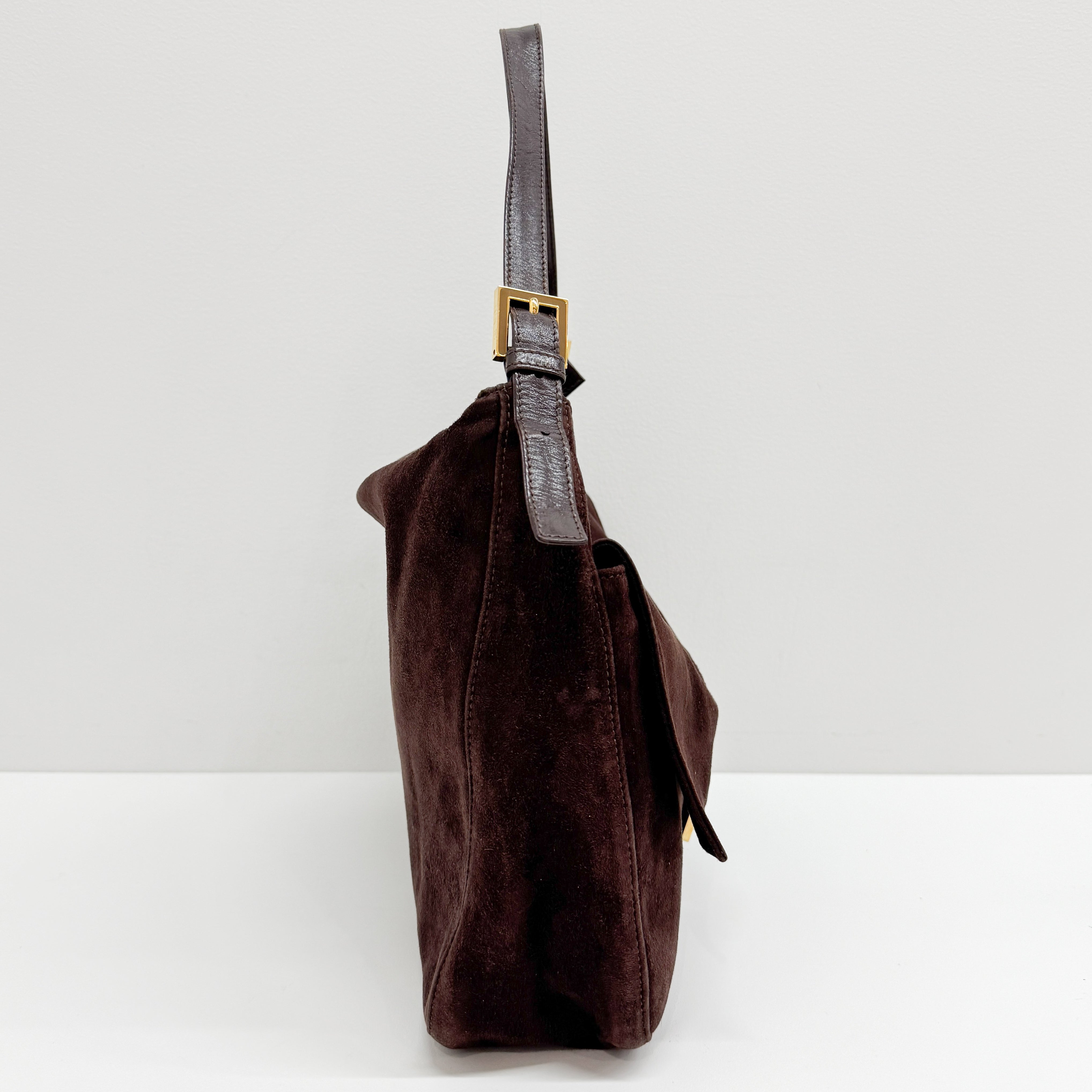 Mamma Baguette Brown Suede Shoulder Bag