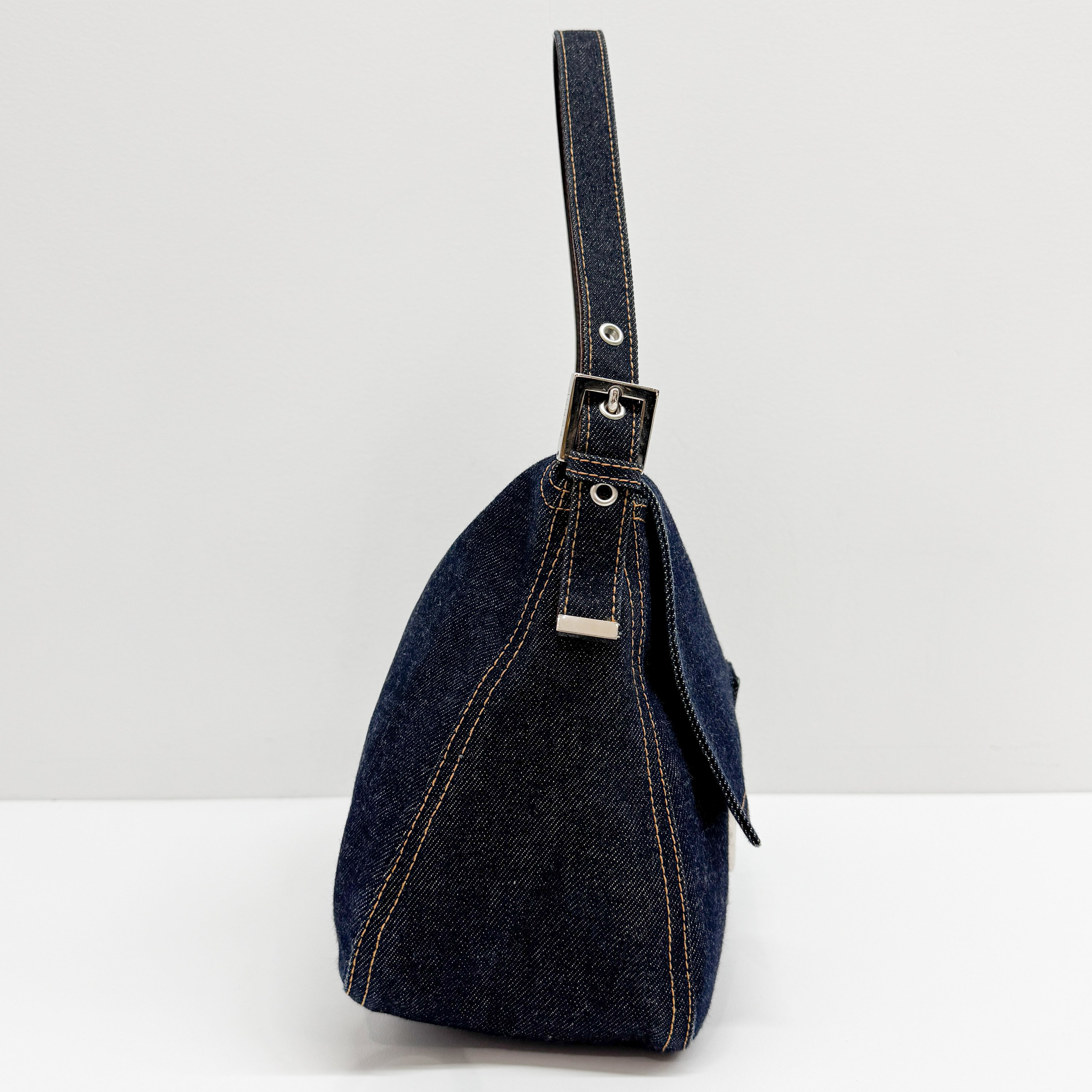 Mamma Baguette Blue Denim Shoulder Bag