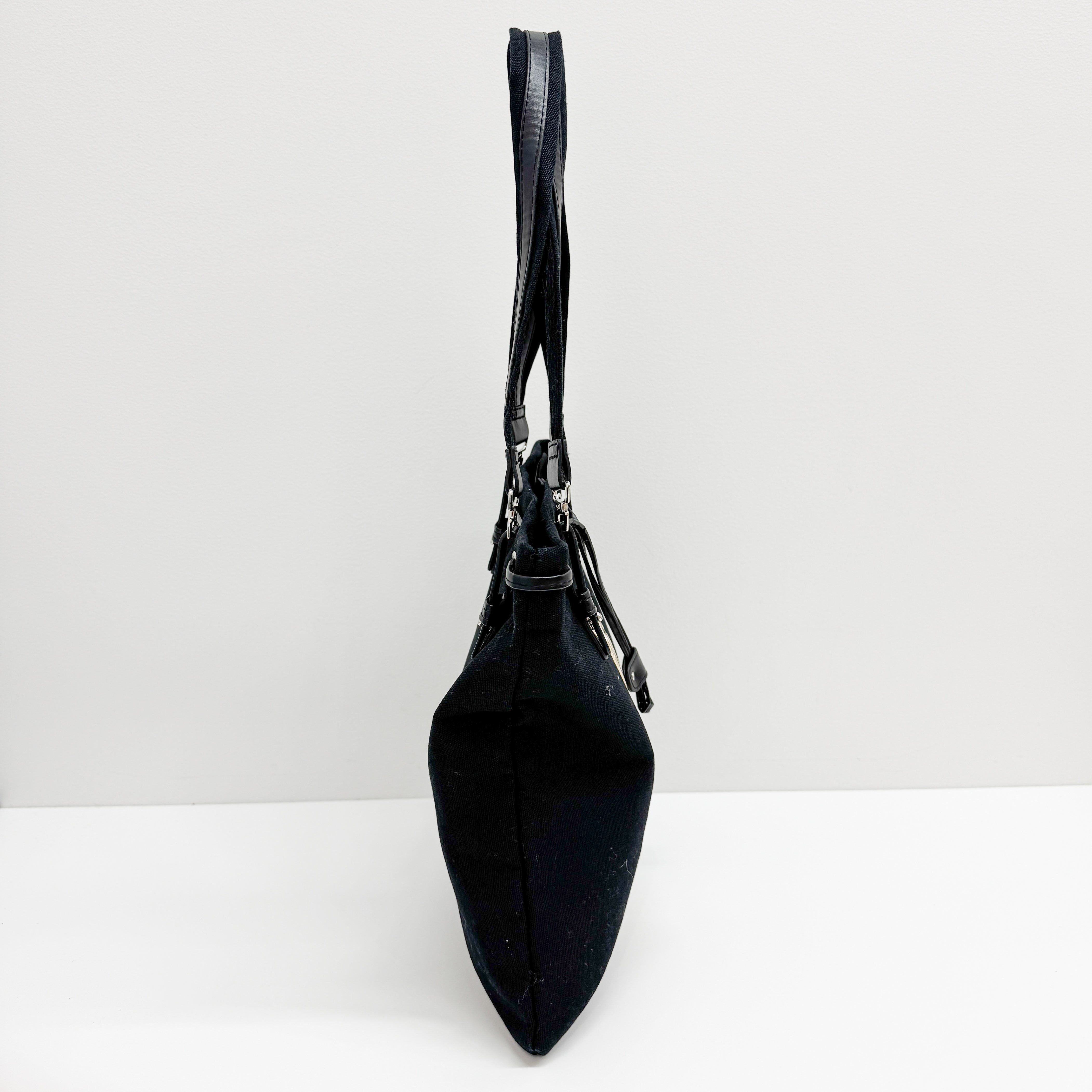 Vintage Black Canvas Shoulder Bag