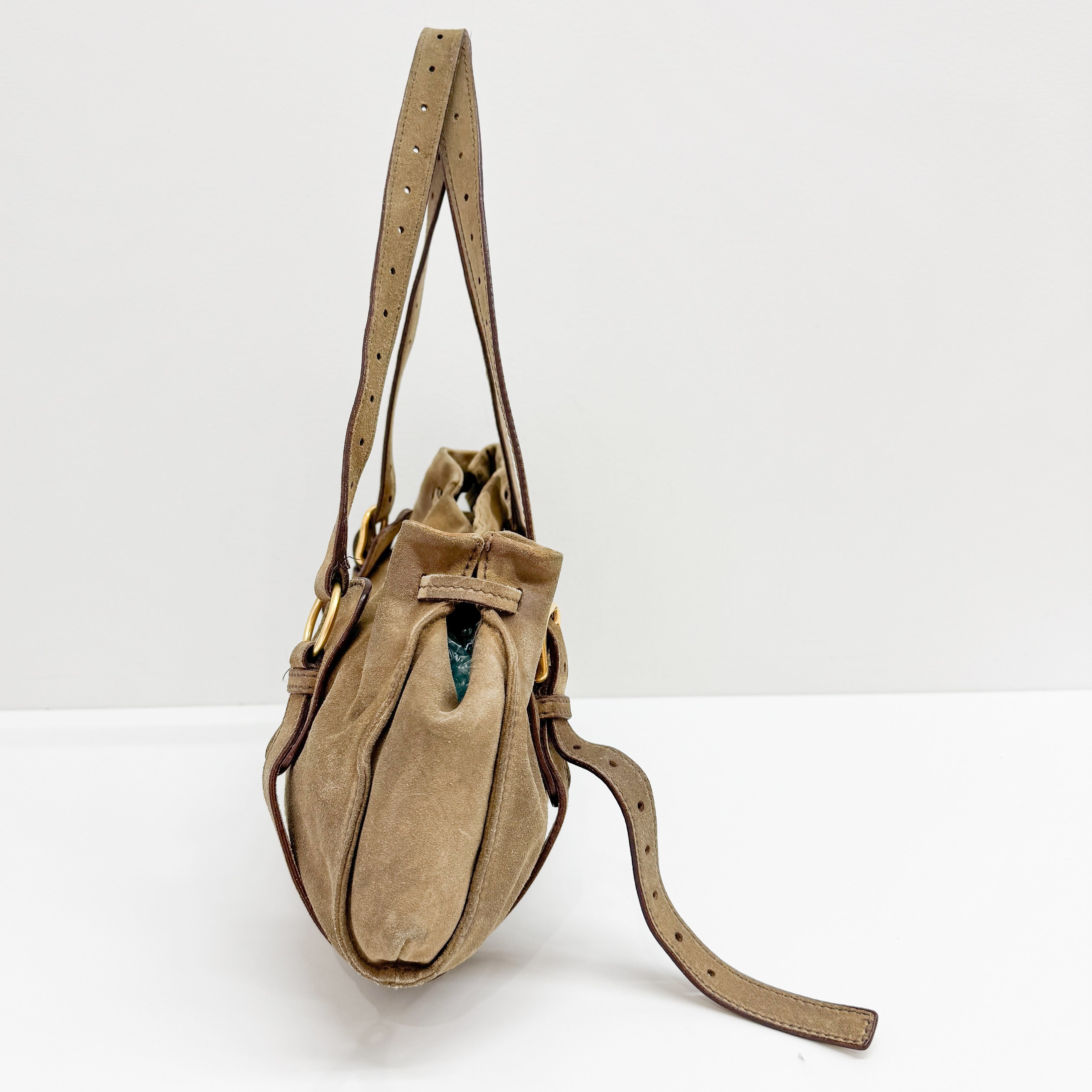Archive Beige Suede Shoulder Bag