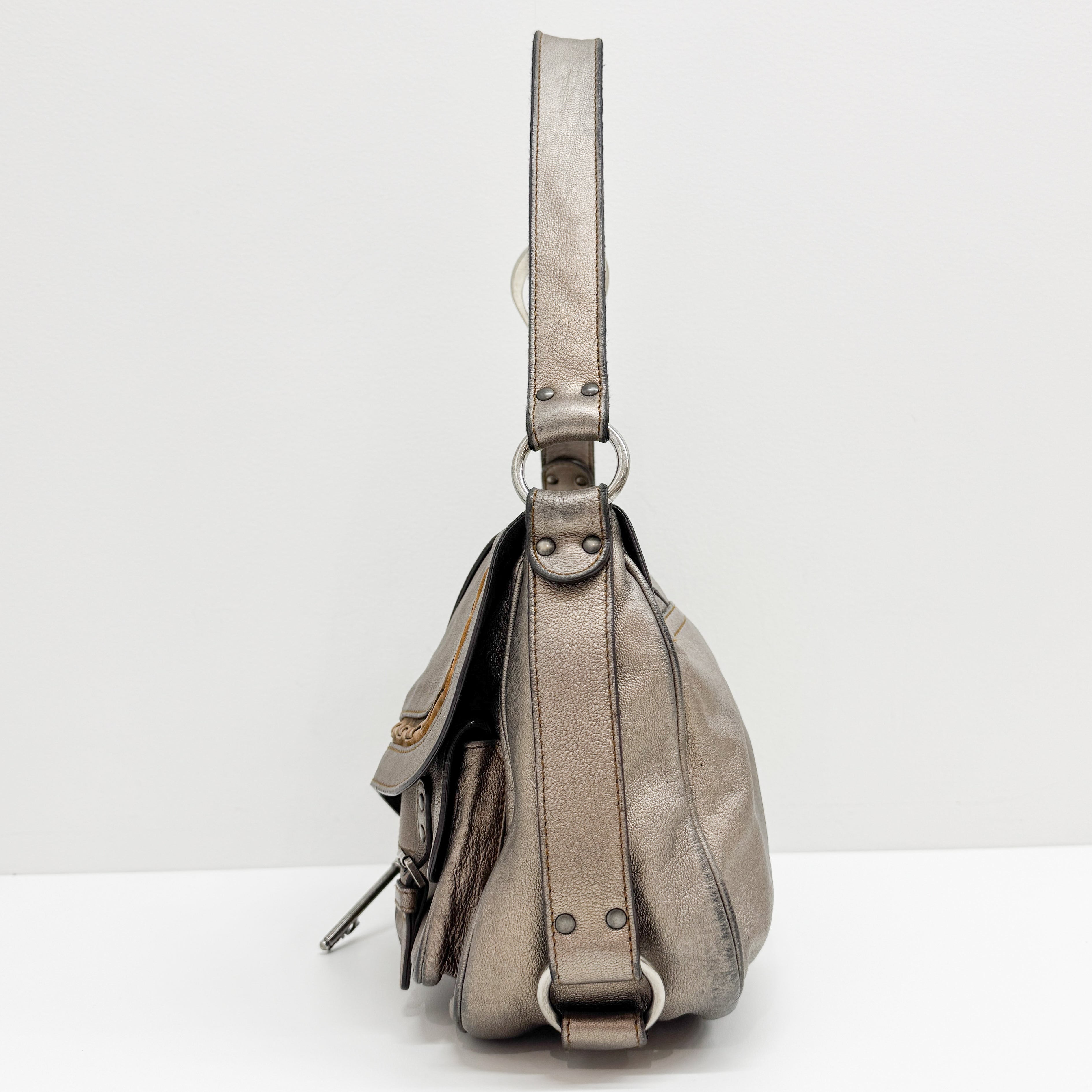 Gaucho Bronz Metallic Calfskin Leather Shoulder Bag