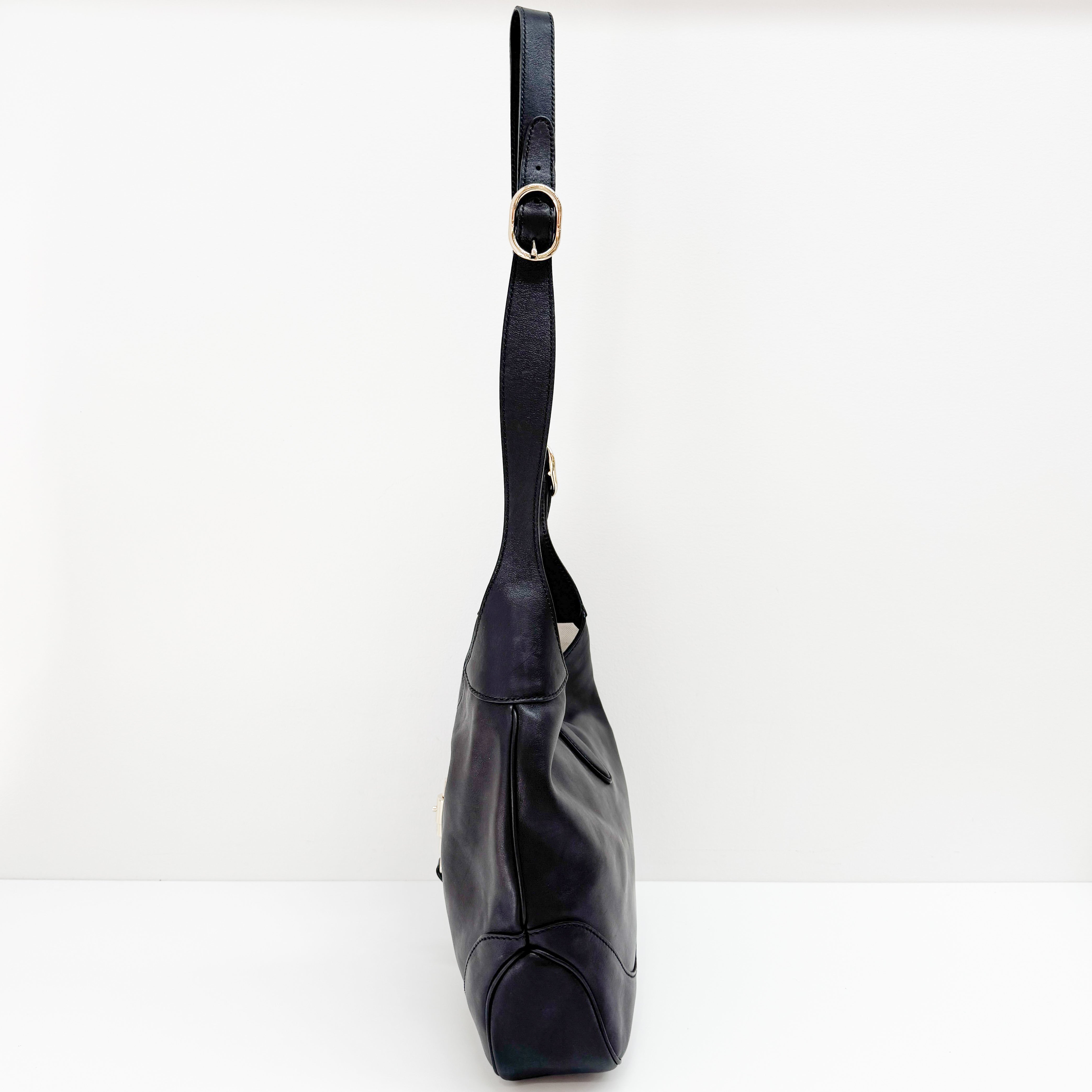 Jackie Black Leather Shoulder Bag