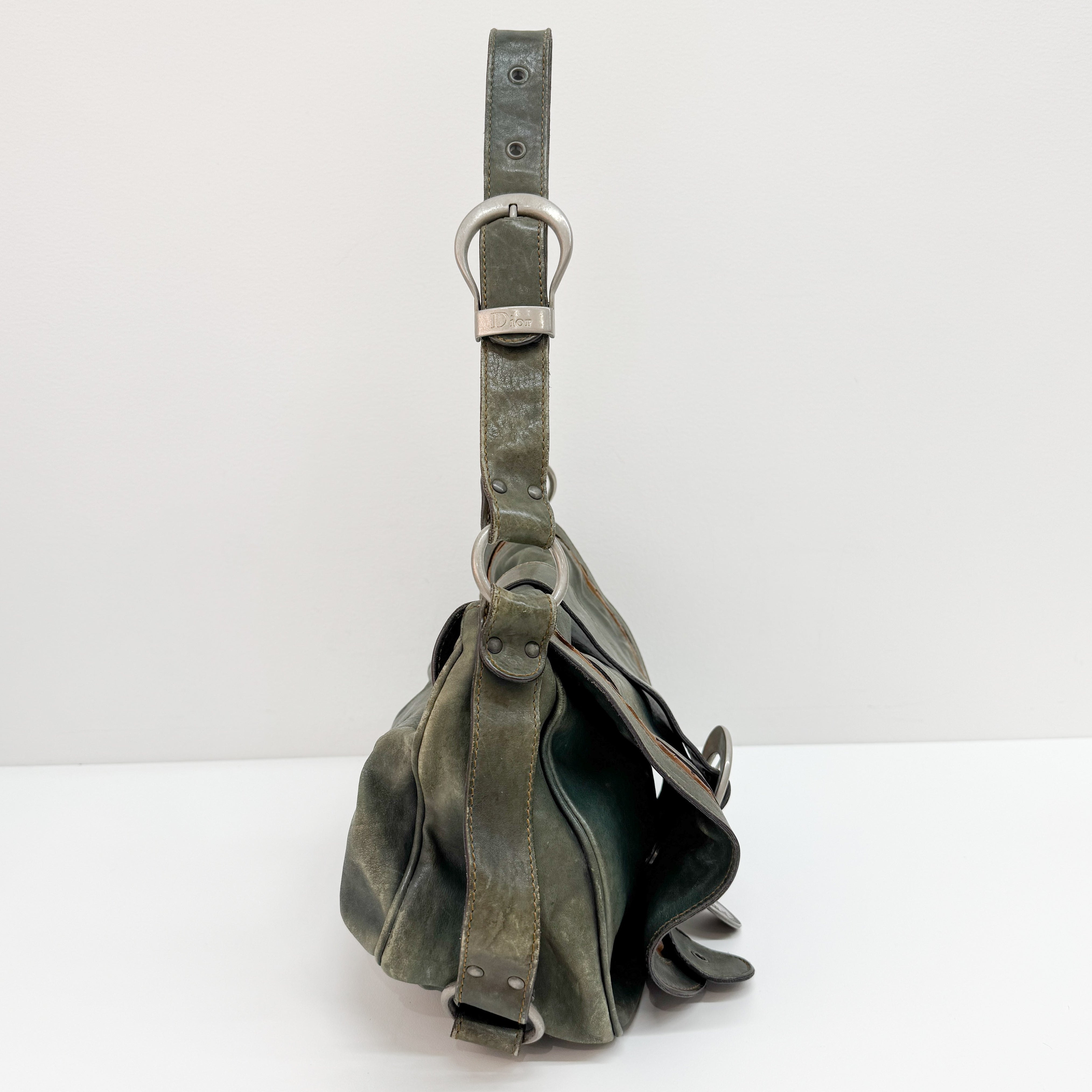 Gaucho Green Calfskin Leather Shoulder Bag