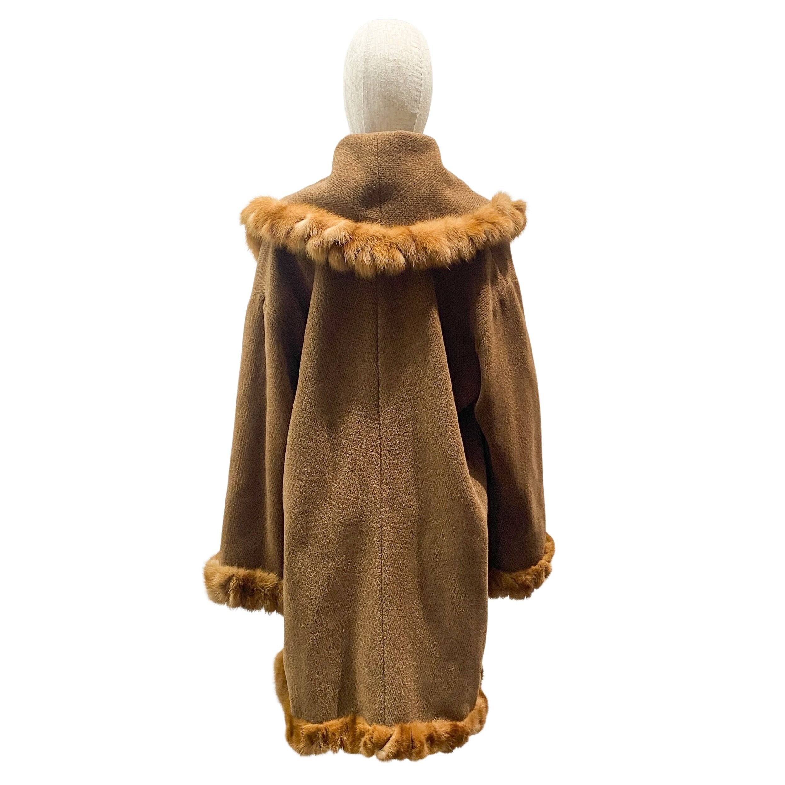 Size 38 EU Brown Fur and Wool Coat