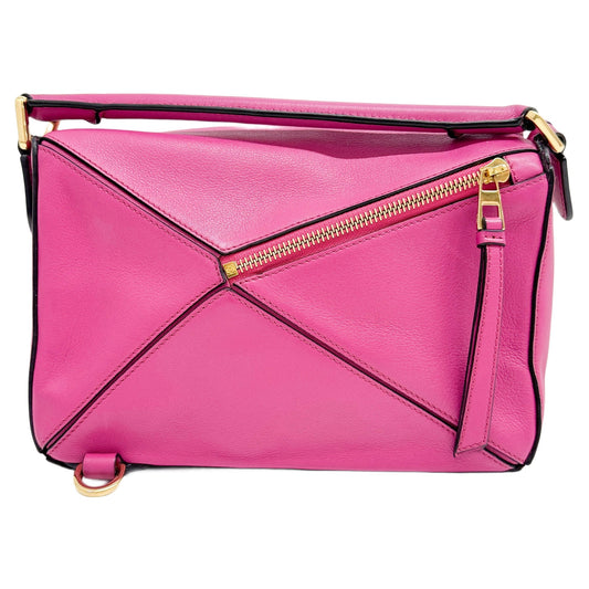 Puzzle Magenta Leather Two-Way Bag