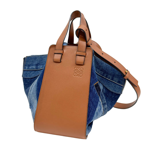 Hammock Brown Leather Trim Blue Denim Two Way Bag