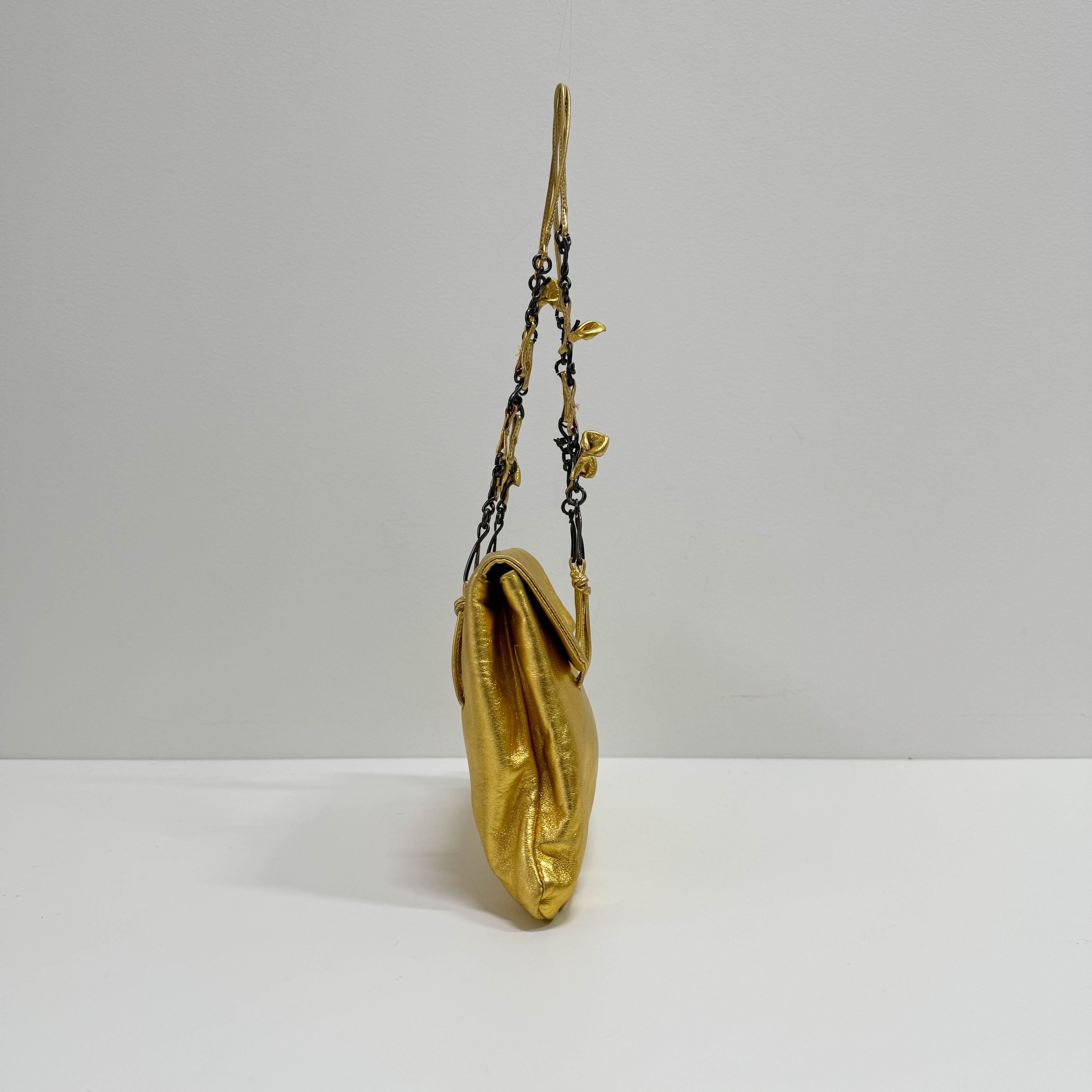 Small Golden Leather Shoulder Bag