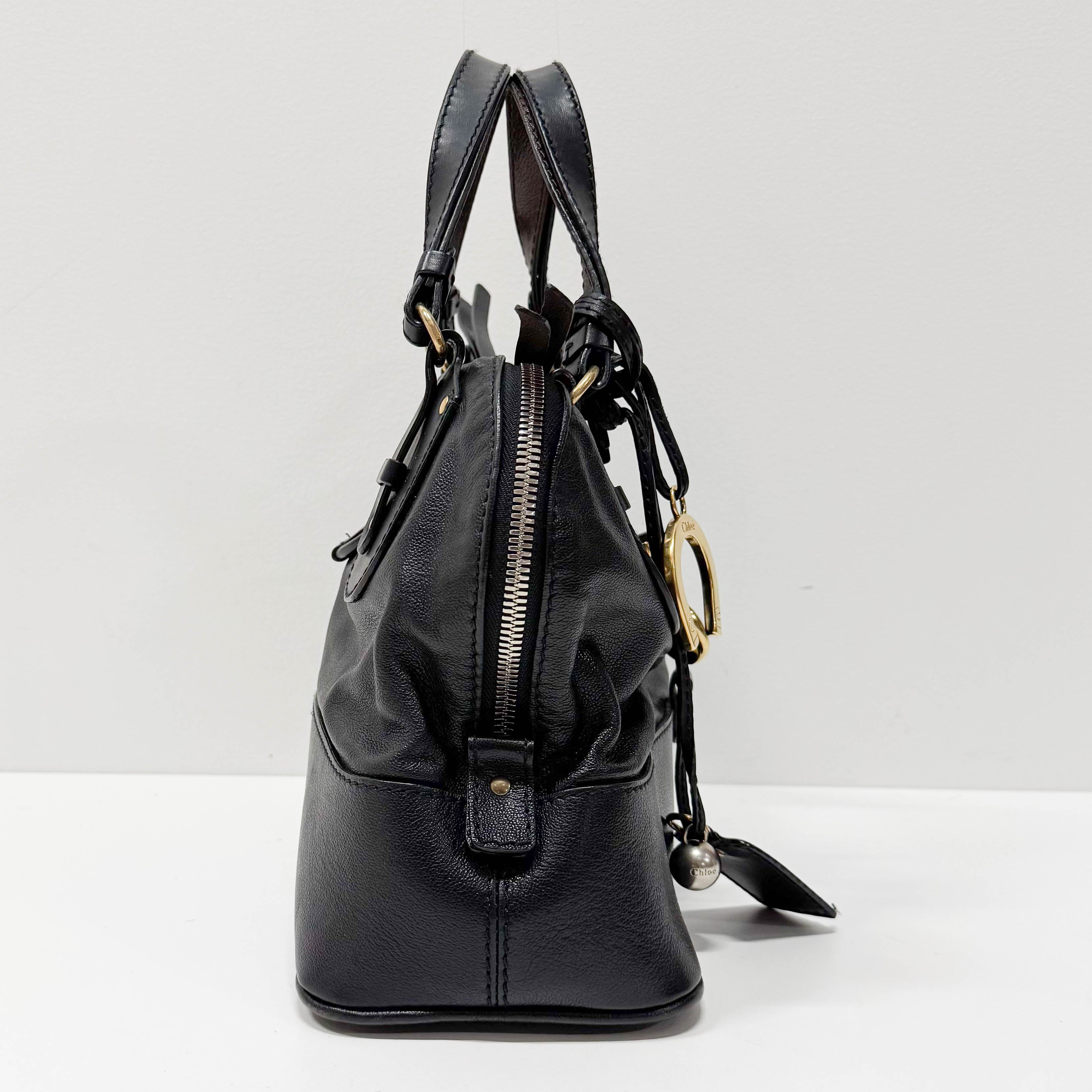 Kerala Black Leather Handbag