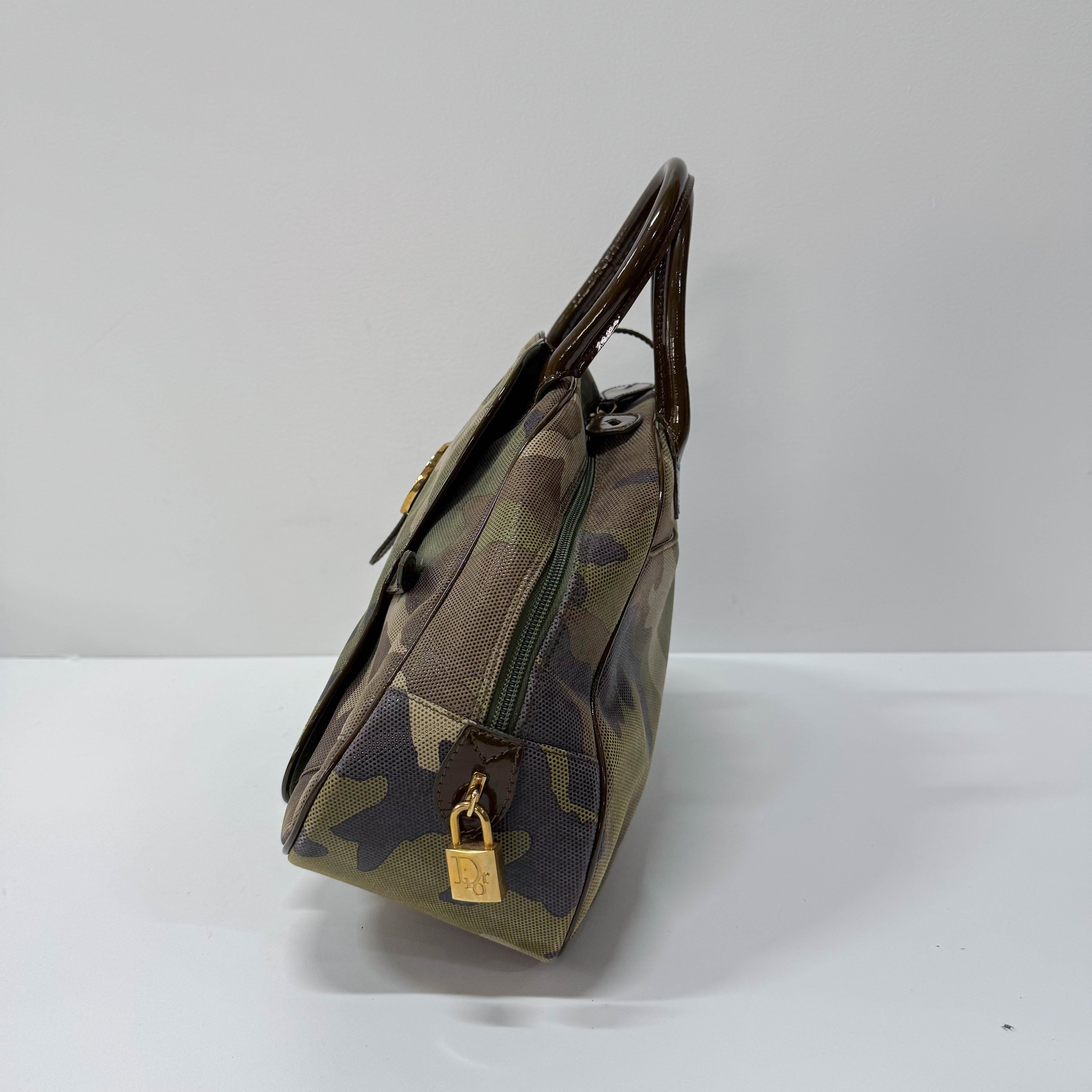 Vintage Green Camouflage Canvas Hand Bag