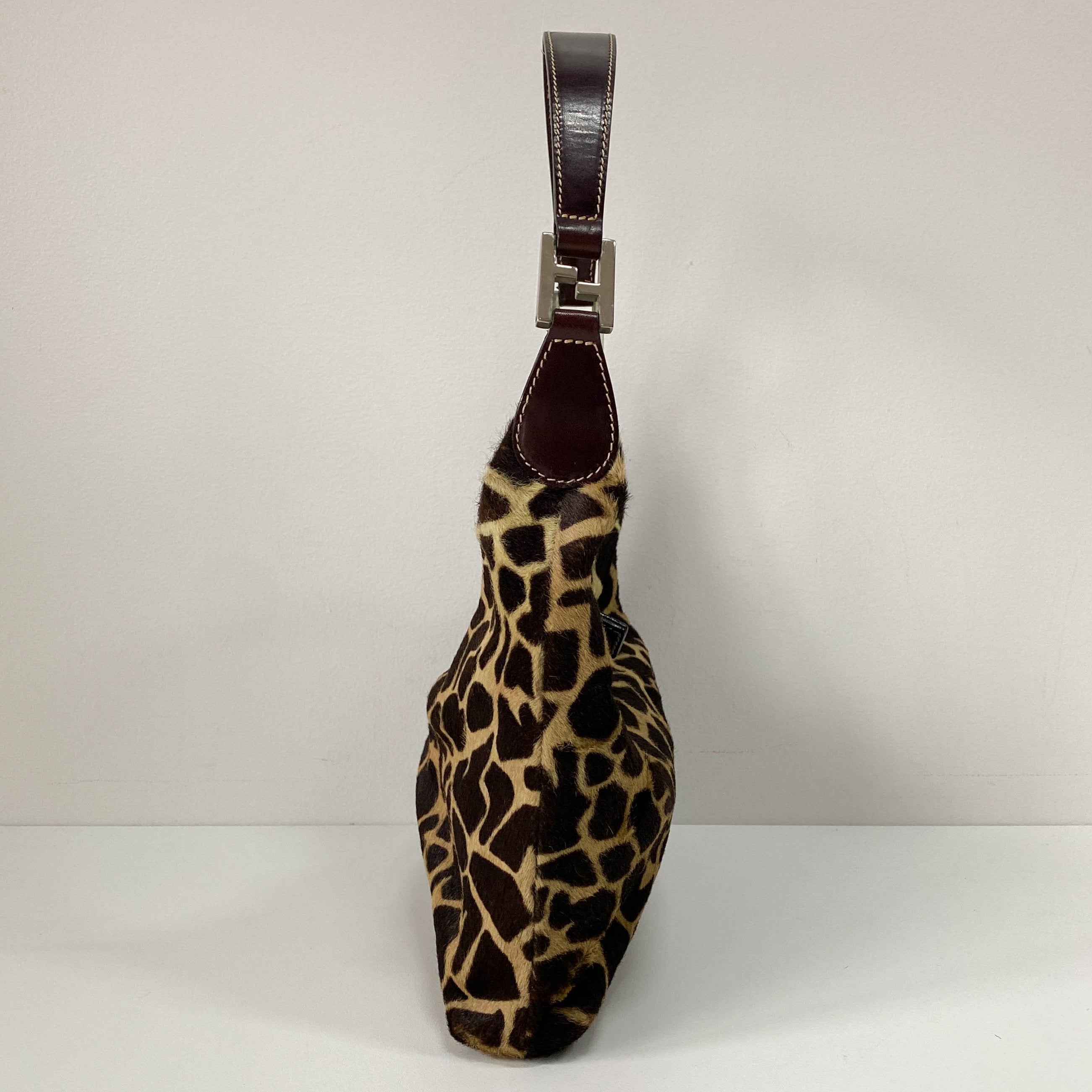 Zucca Giraffe Print Pony Hair Shoulder Bag