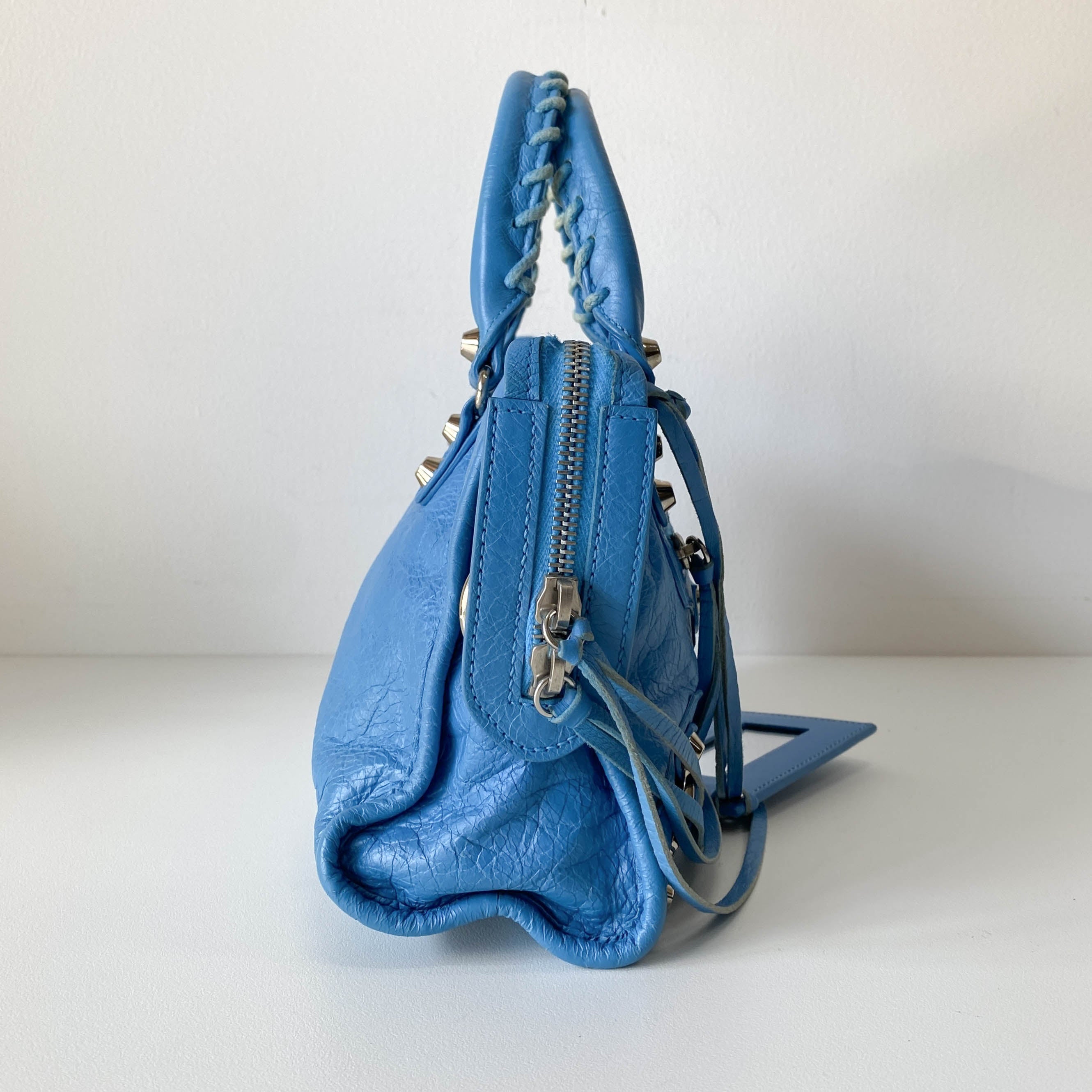 Mini City Blue Leather Two Way Bag