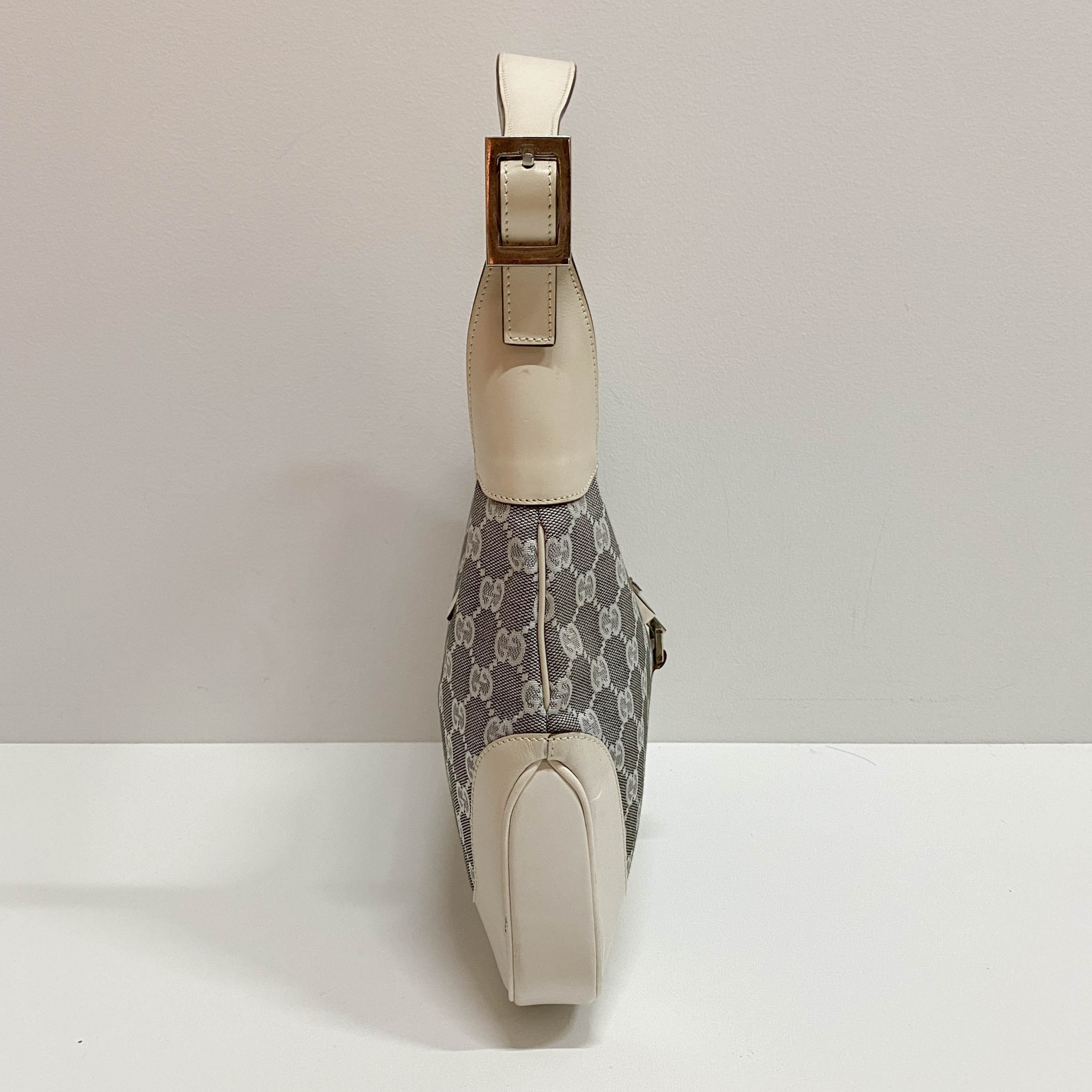 Jackie White GG Canvas Shoulder Bag