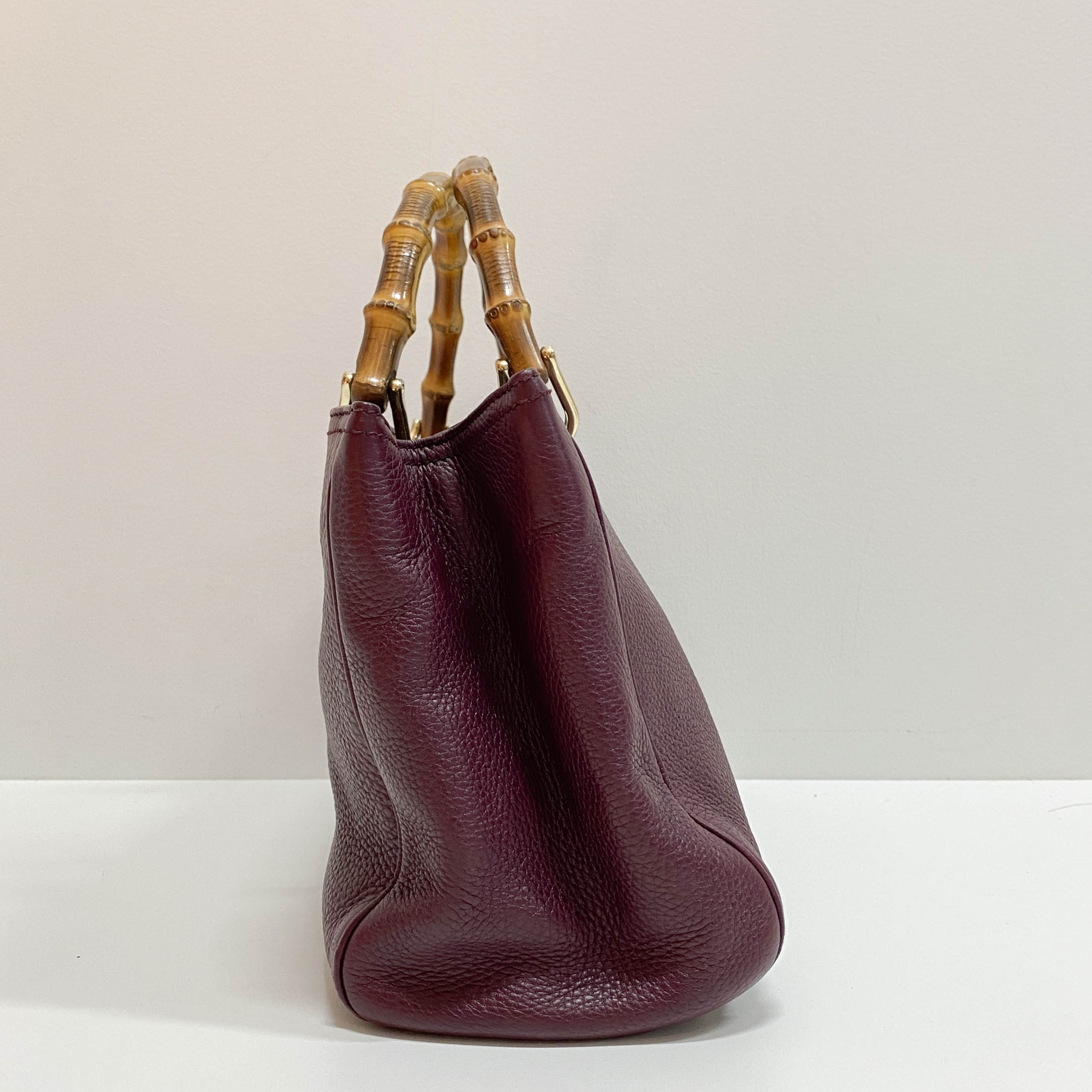 Bamboo Shopper Burgundy Leather Two Way Bag