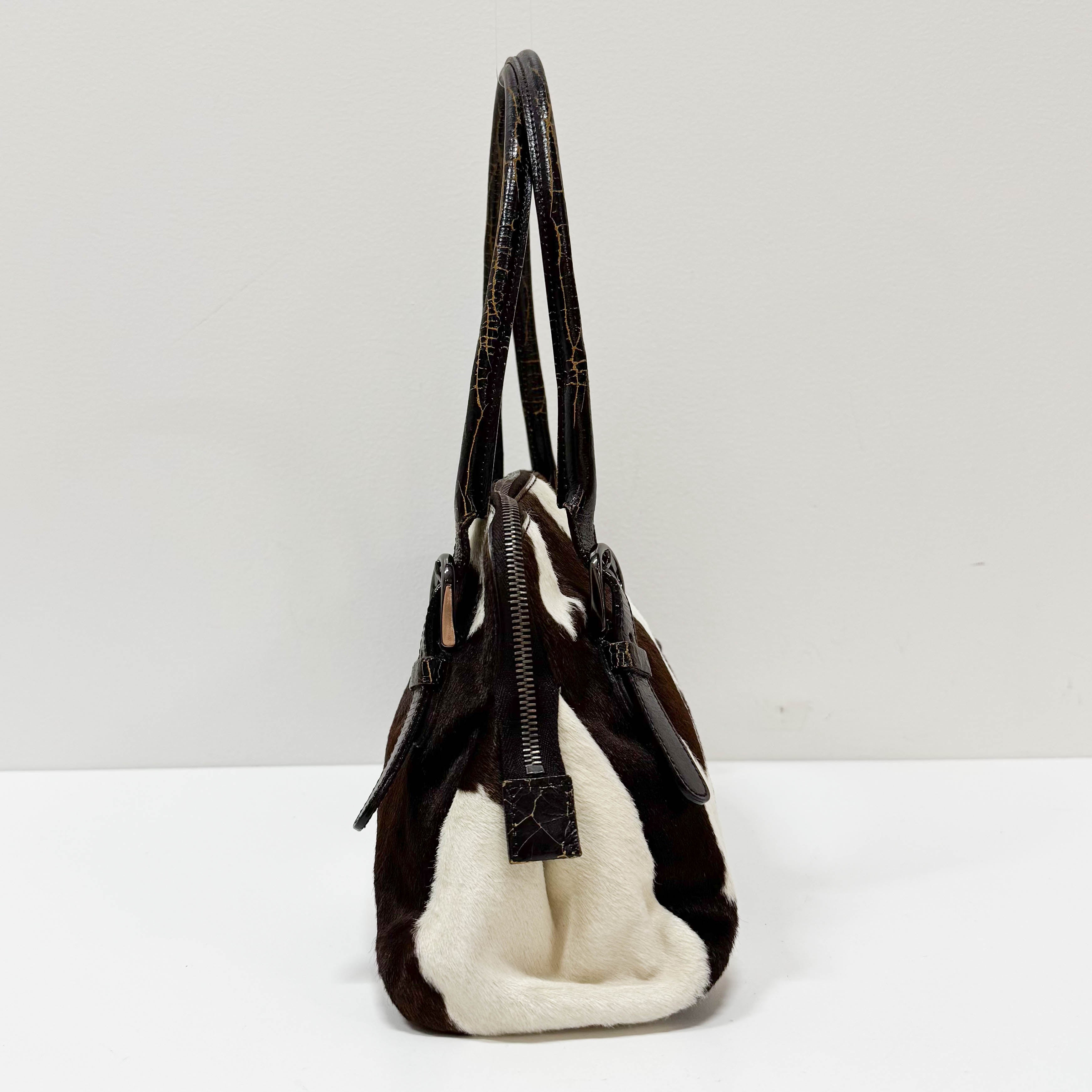 Cow Print Brown/White Pony Hair Shoulder Bag