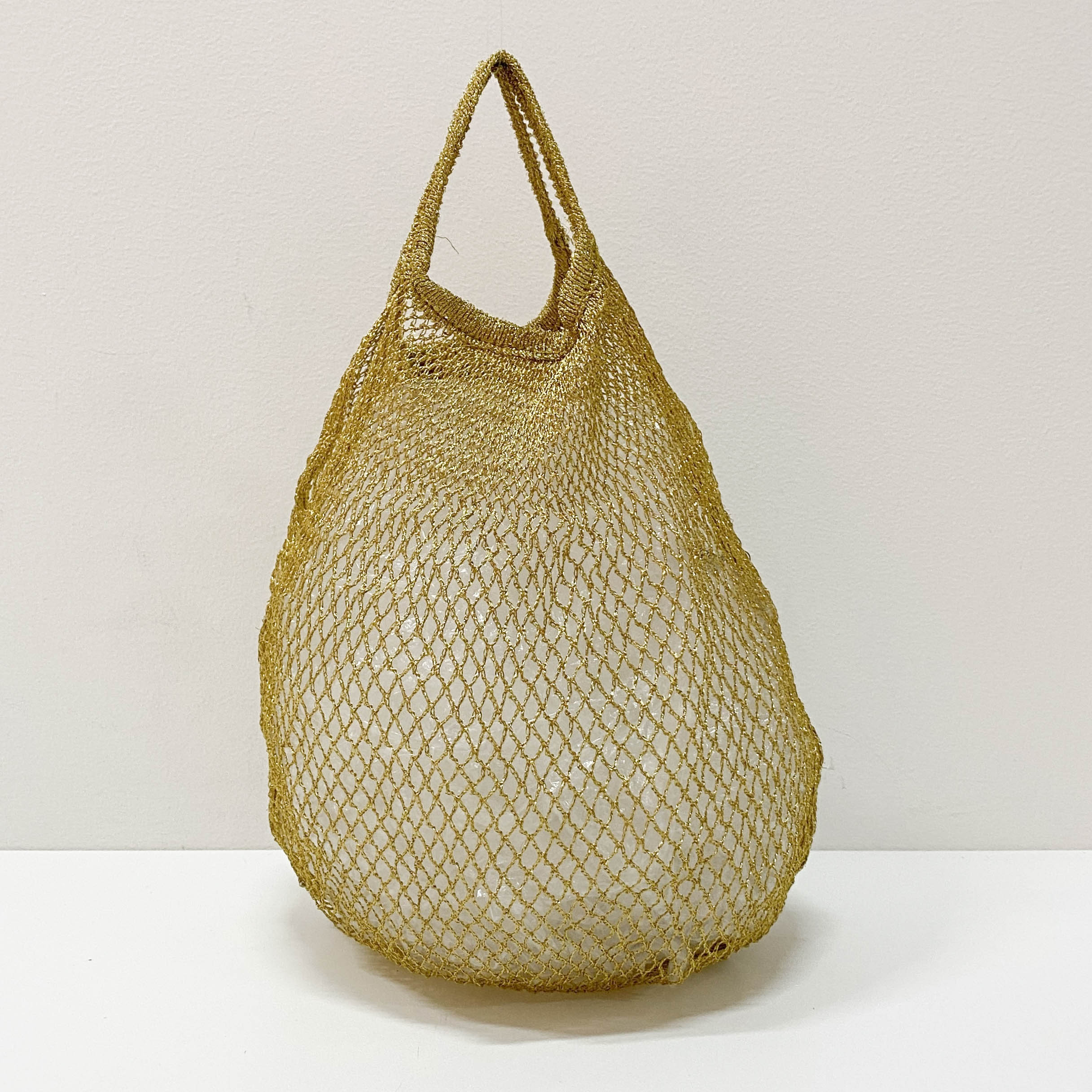 Triangle Logo Gold Mesh Handbag