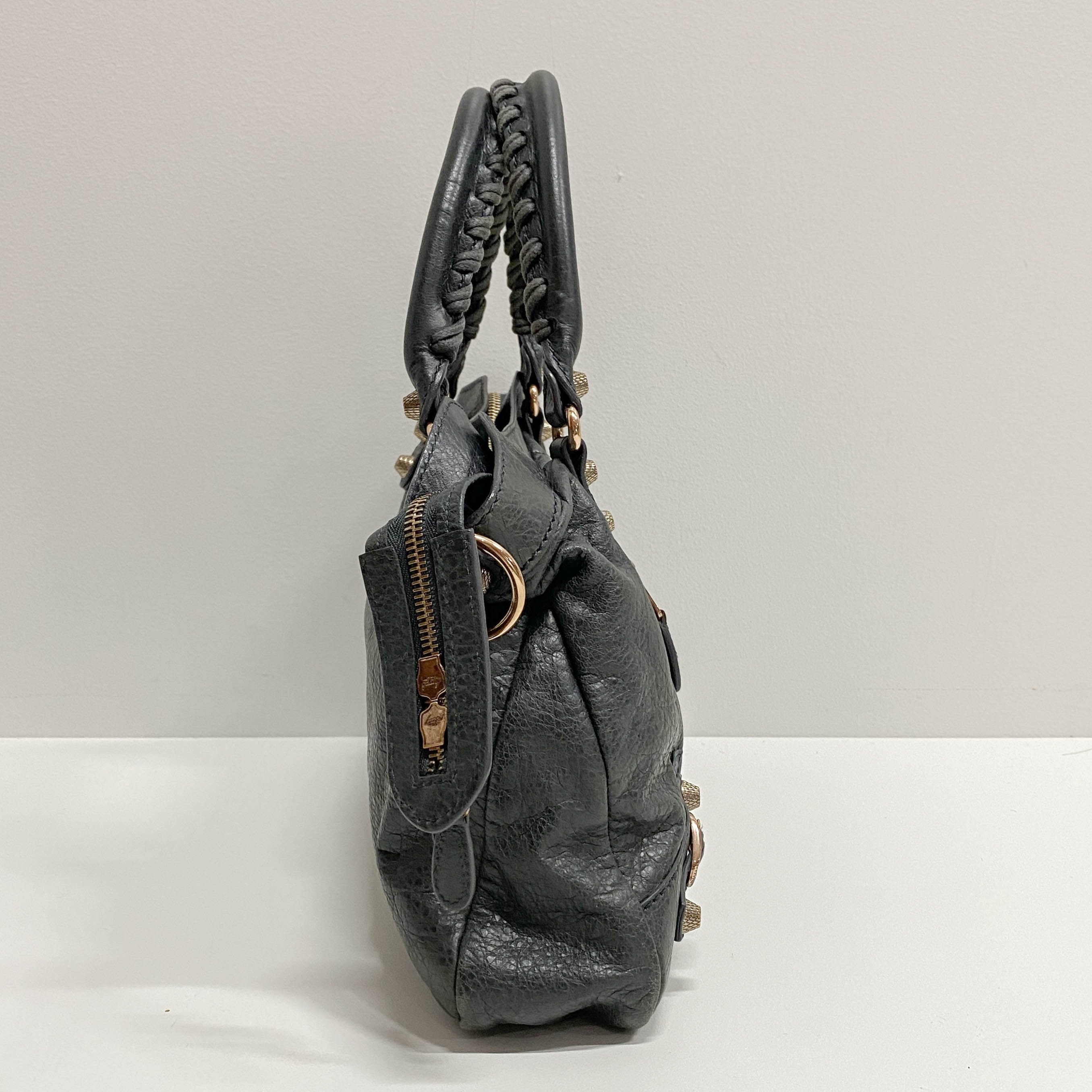 The Town Grey Calfskin Leather Two Way Bag
