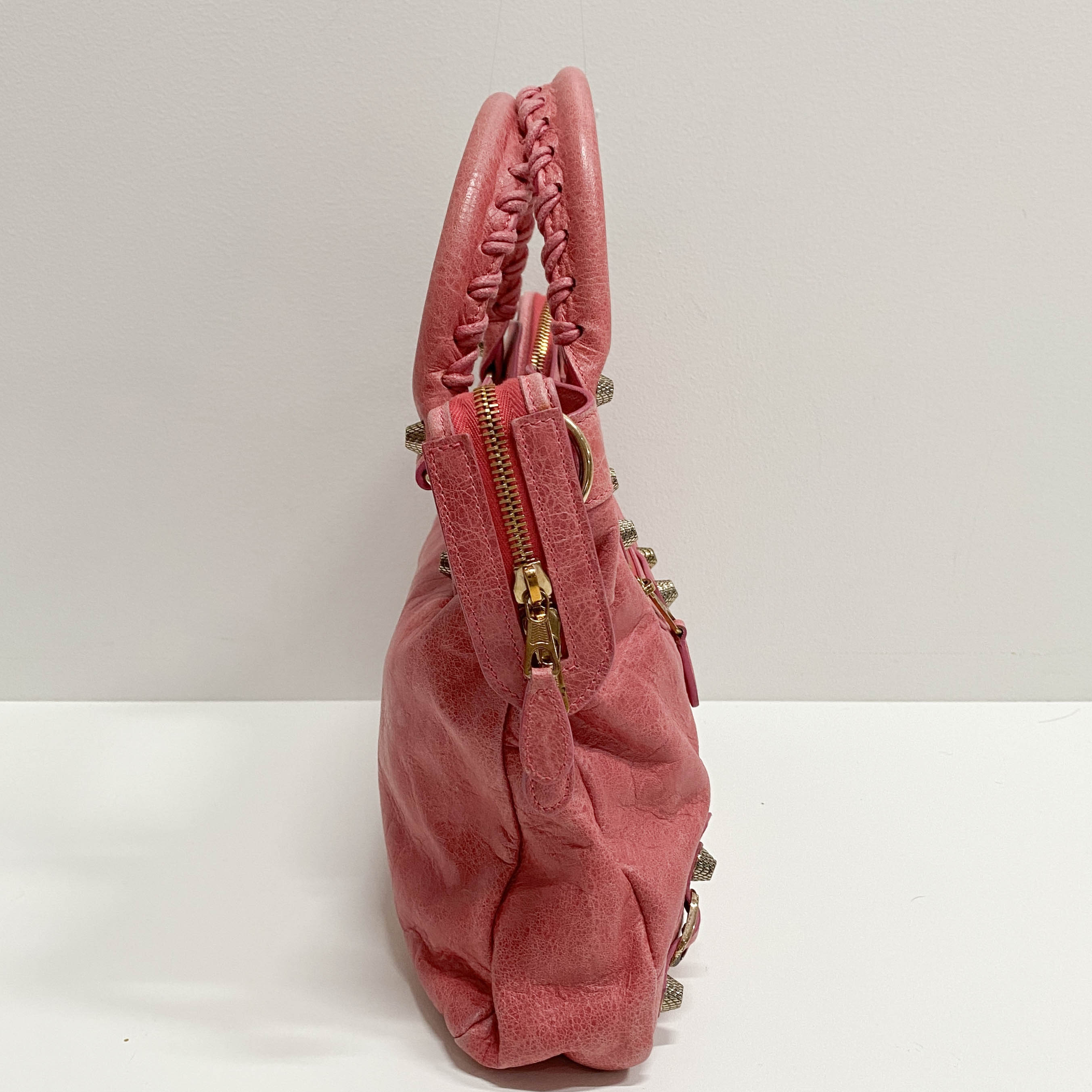 The Town Pink Calfskin Leather Two Way Bag