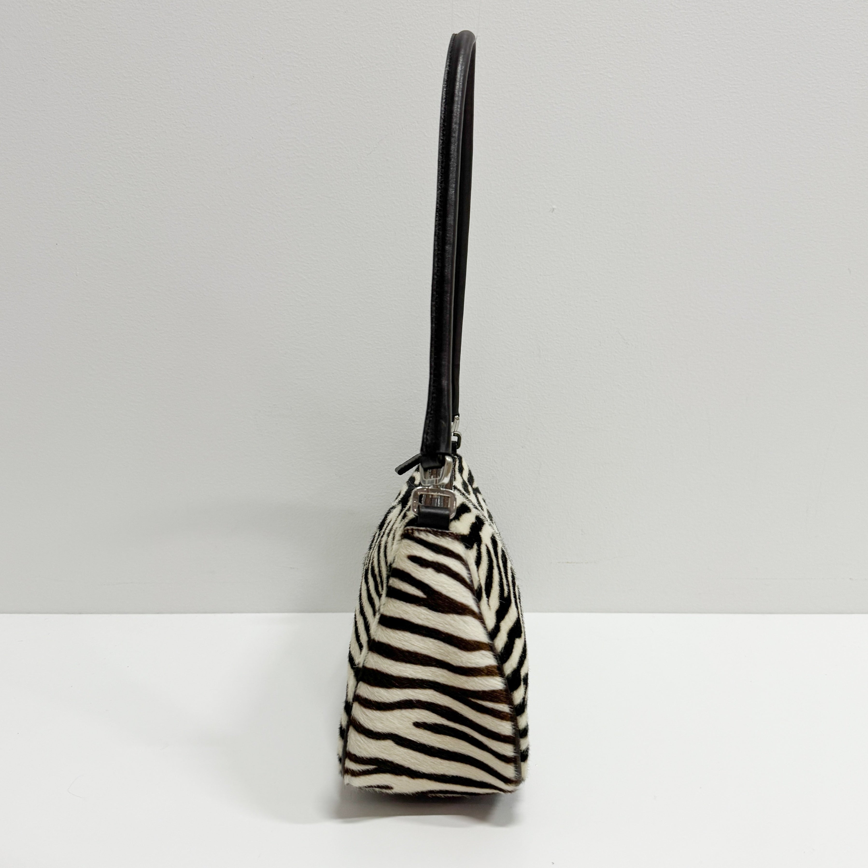 Zebra Print Pony Hair Shoulder Bag