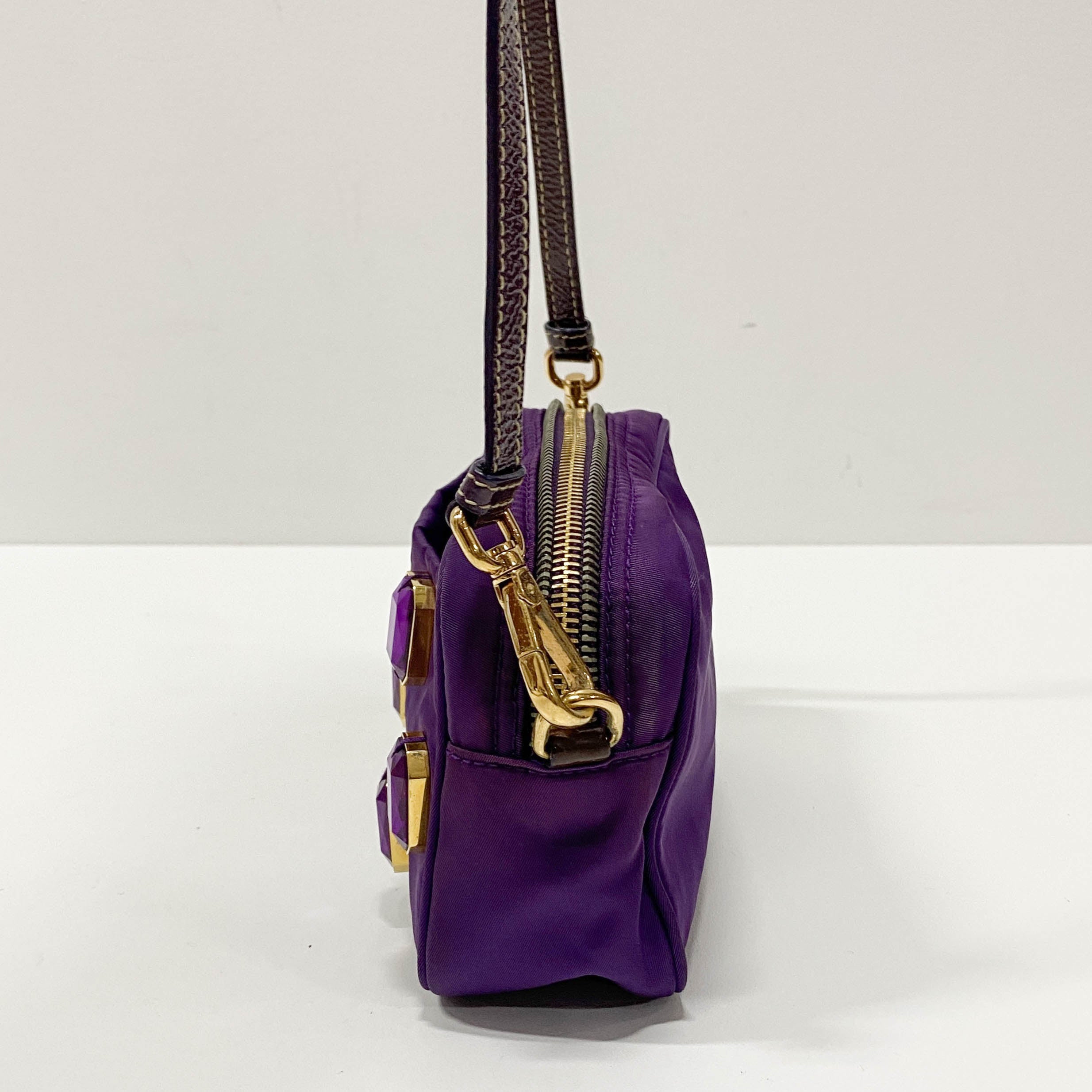 Tessuto Pietre Purple Nylon Crossbody Bag