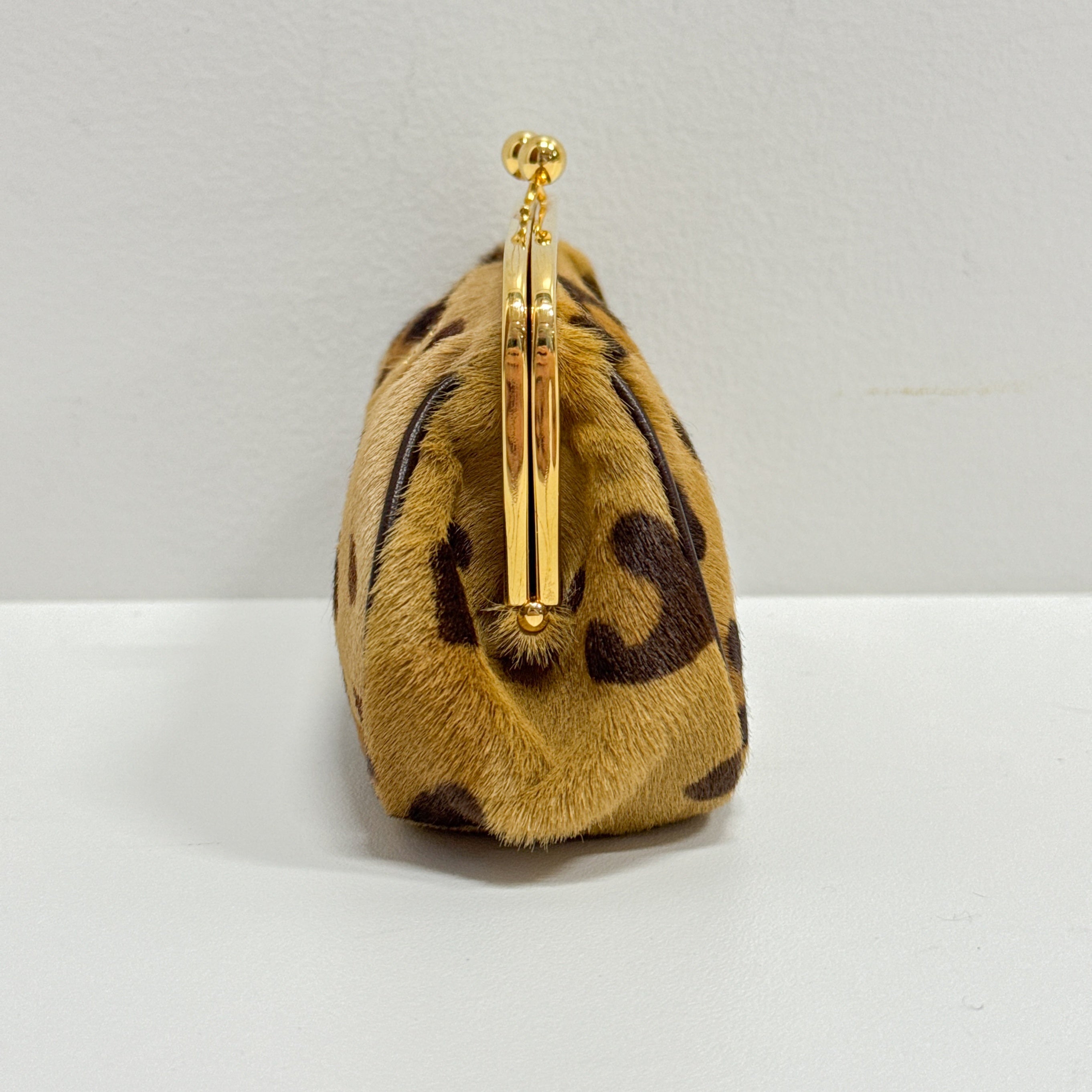 Brown Leopard Print Pony Hair Coin Pouch