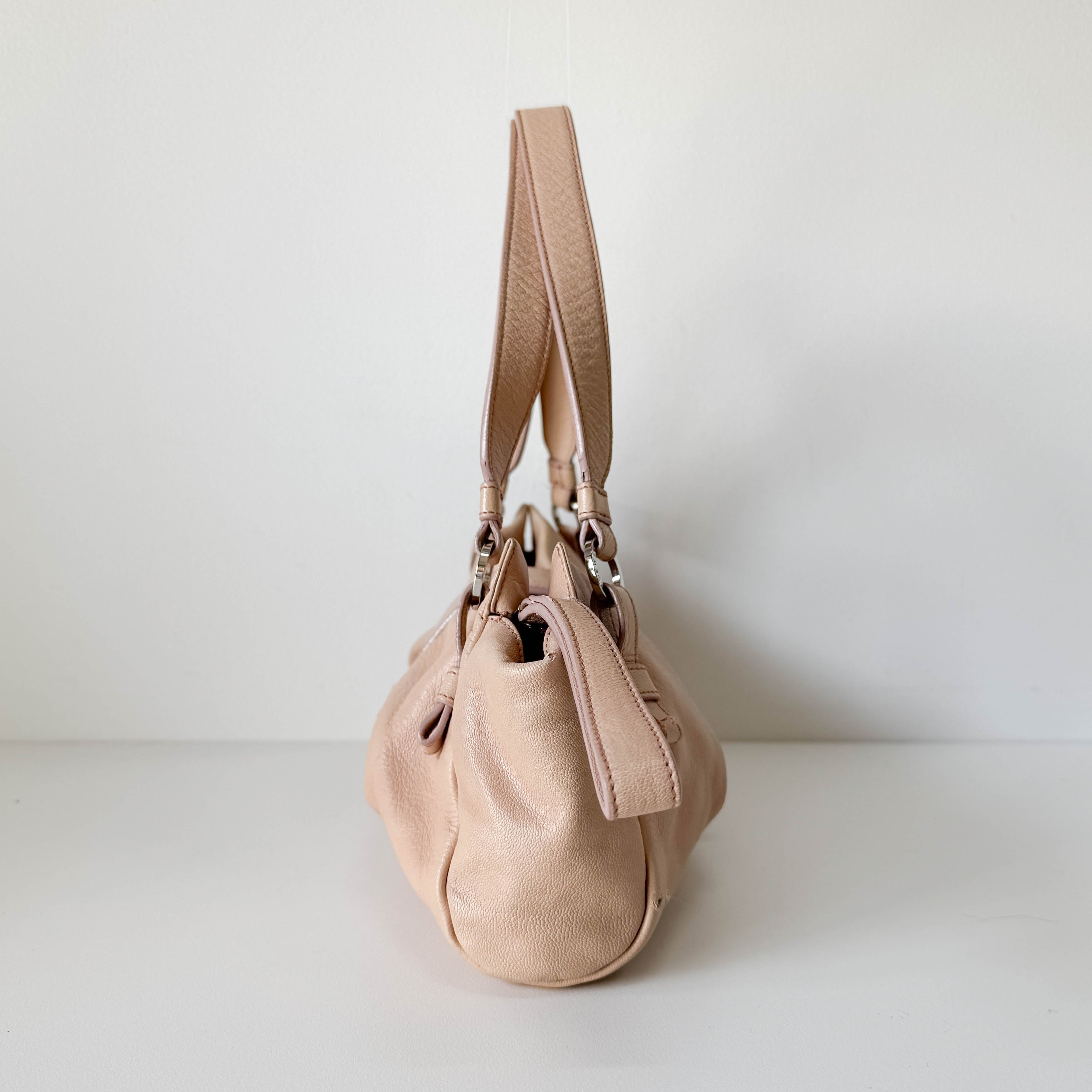 Anagram Pink/Beige Leather Shoulder Bag