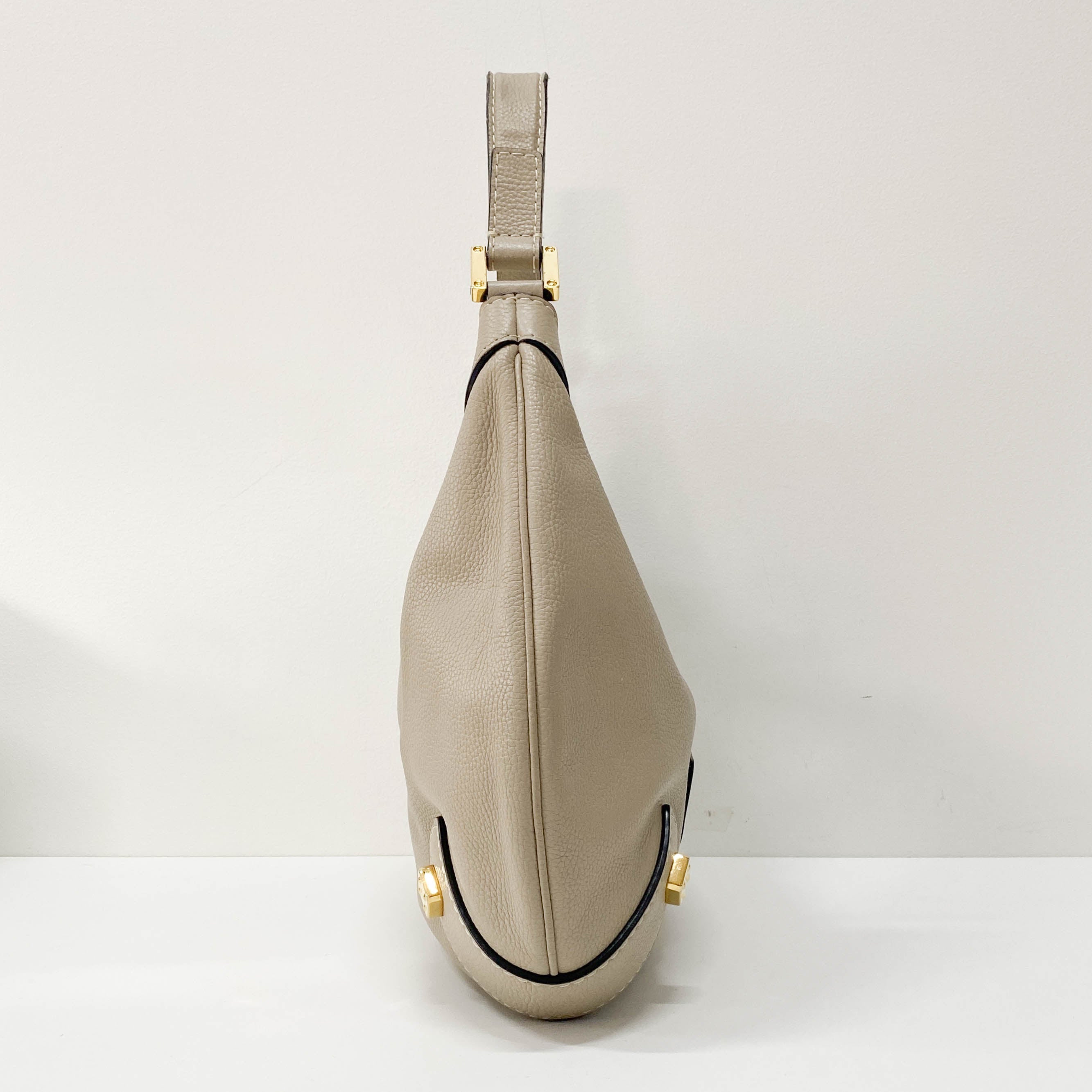 New Road Beige Leather Shoulder Bag