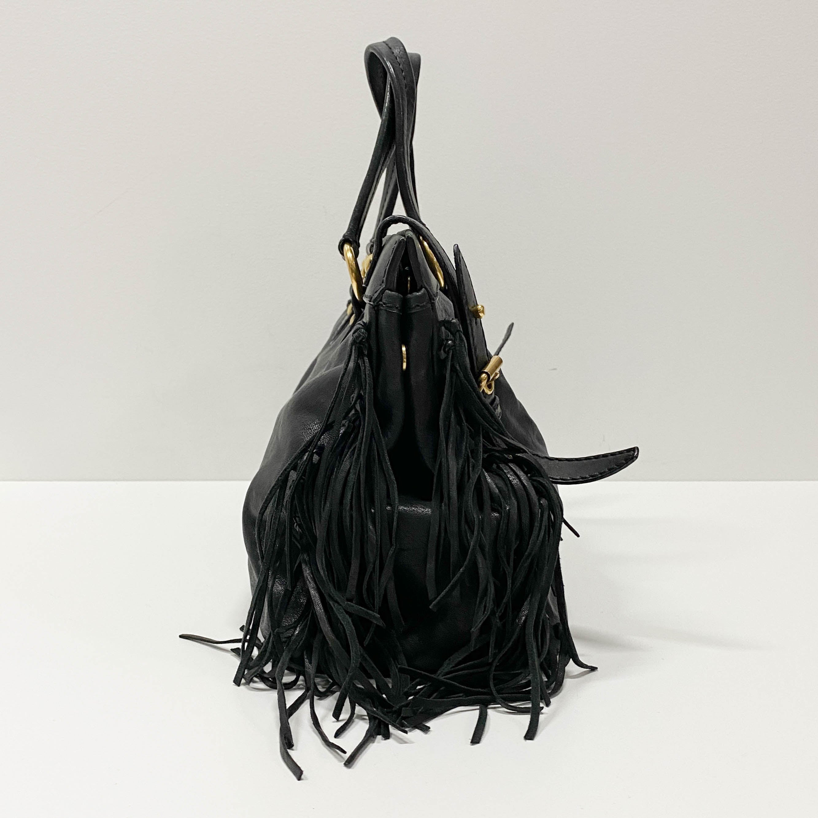 Vitello Caribu Black Calfskin Leather Hand Bag