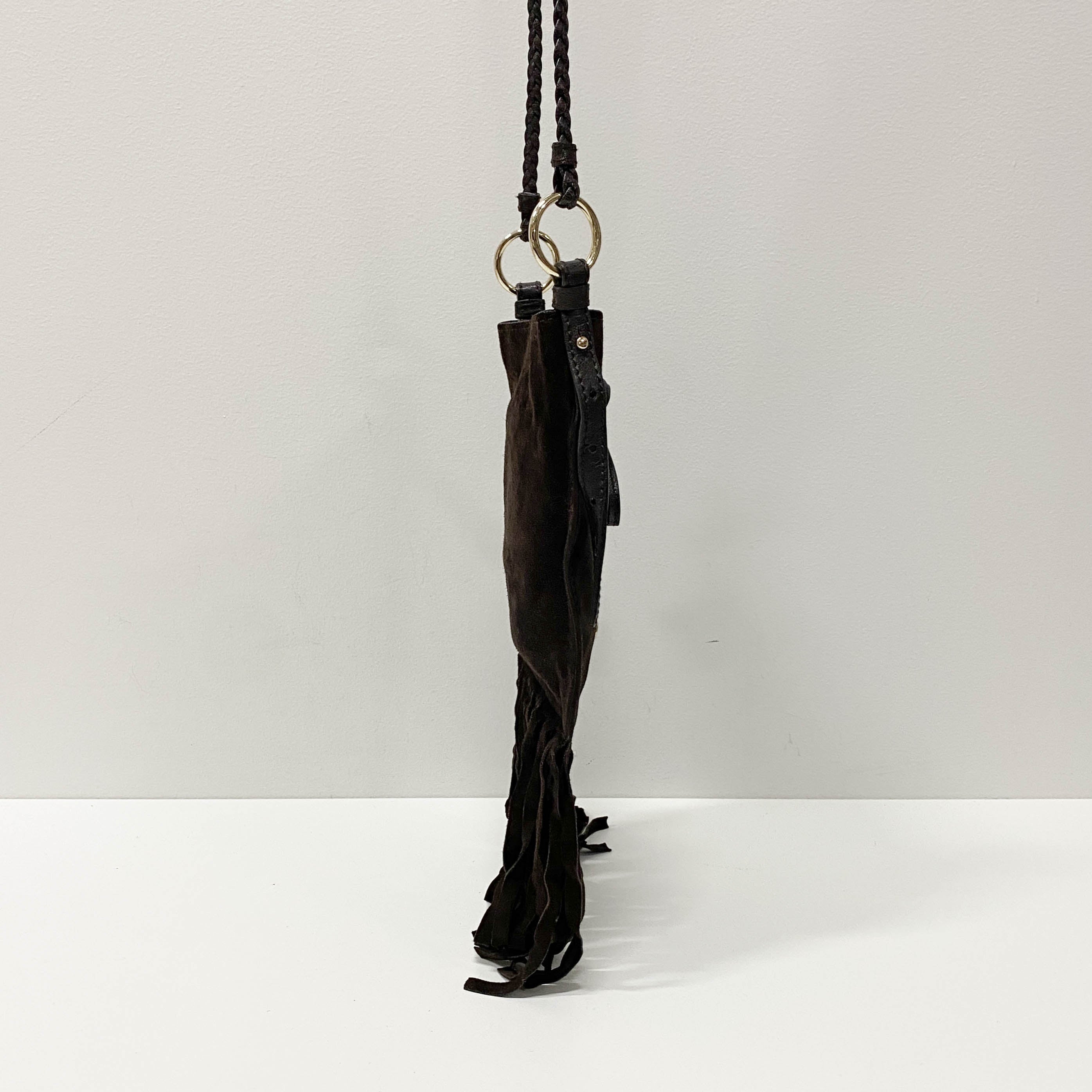 Anita Fringe Brown Suede Crossbody Bag