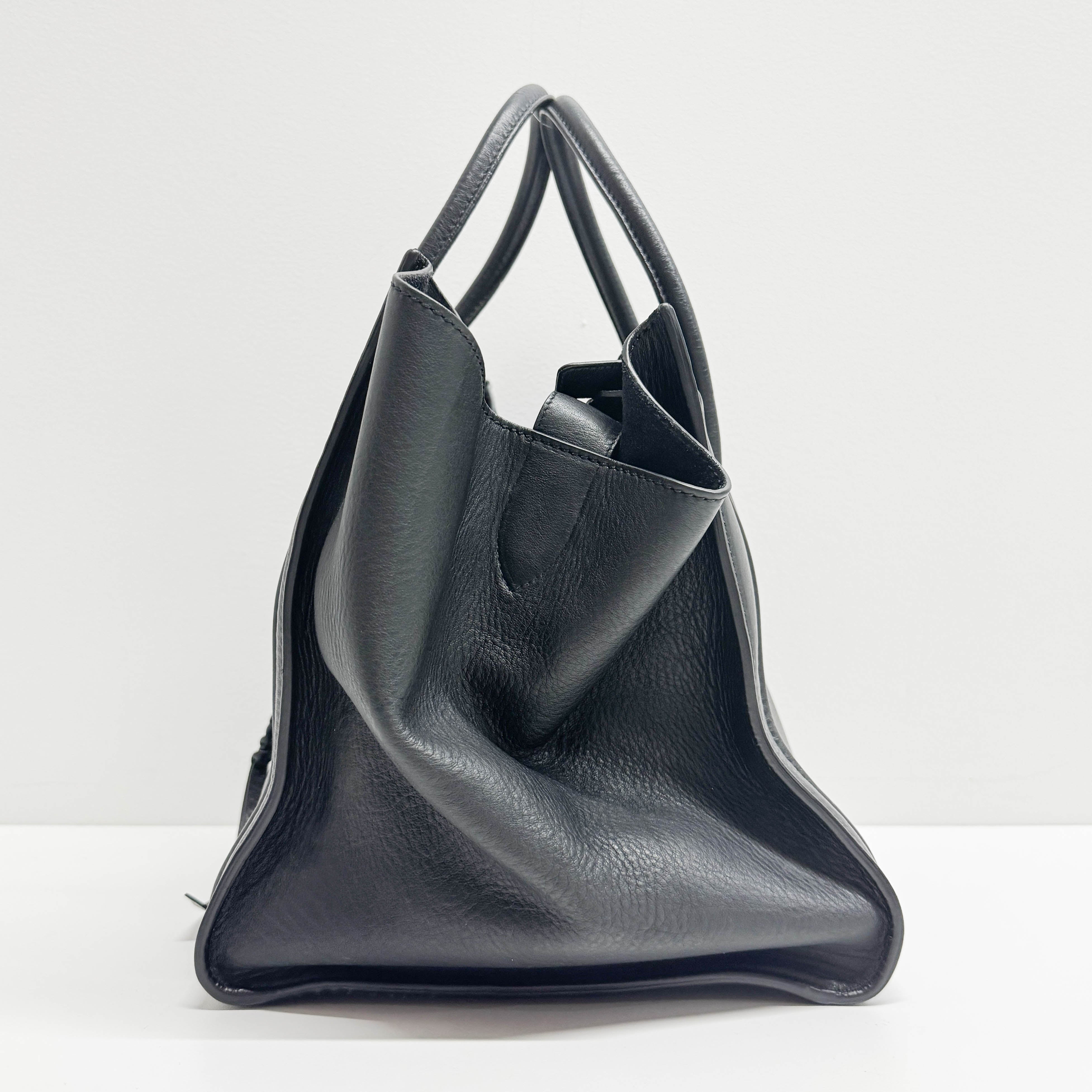 Luggage Black Leather Tote