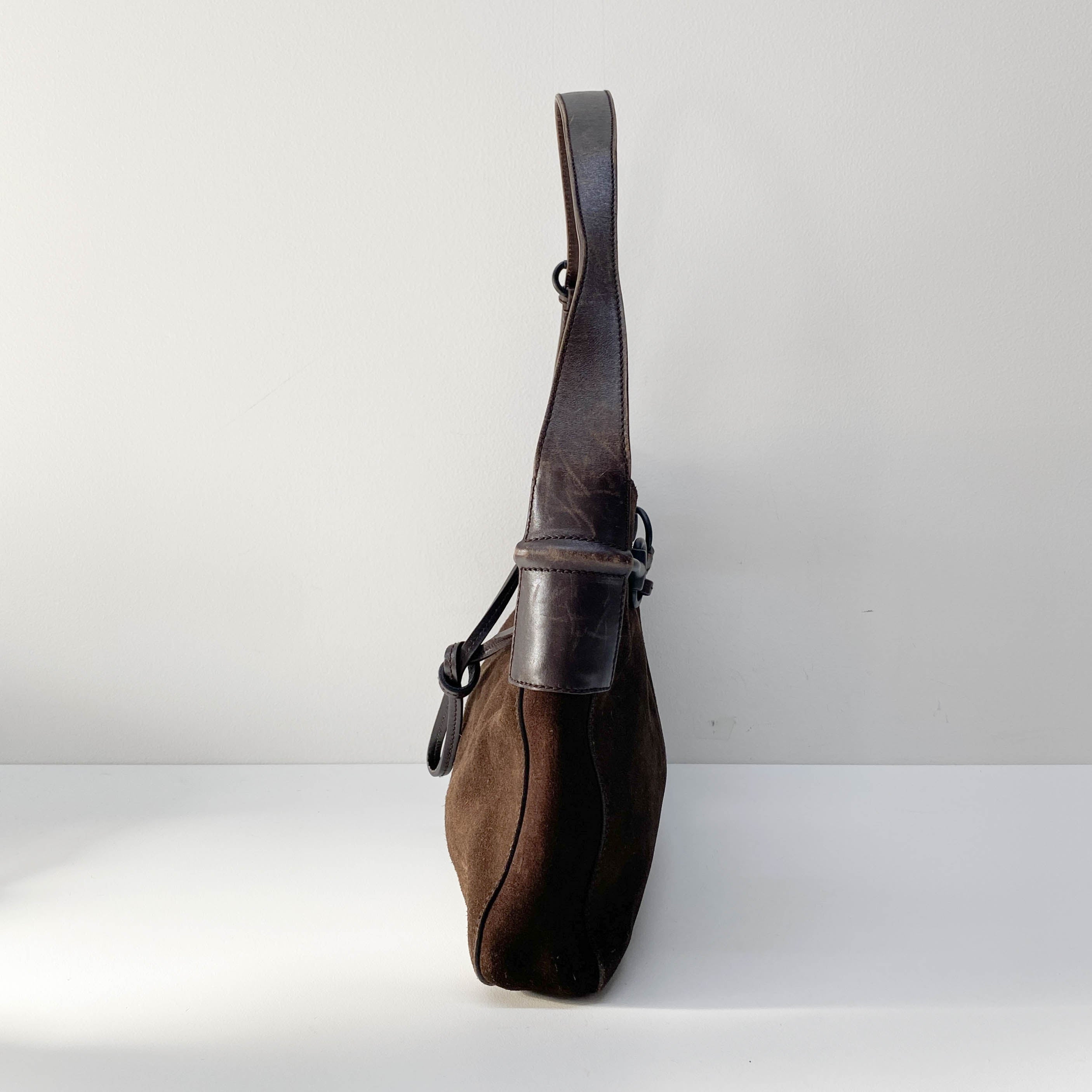 Vintage Brown Suede Shoulder Bag