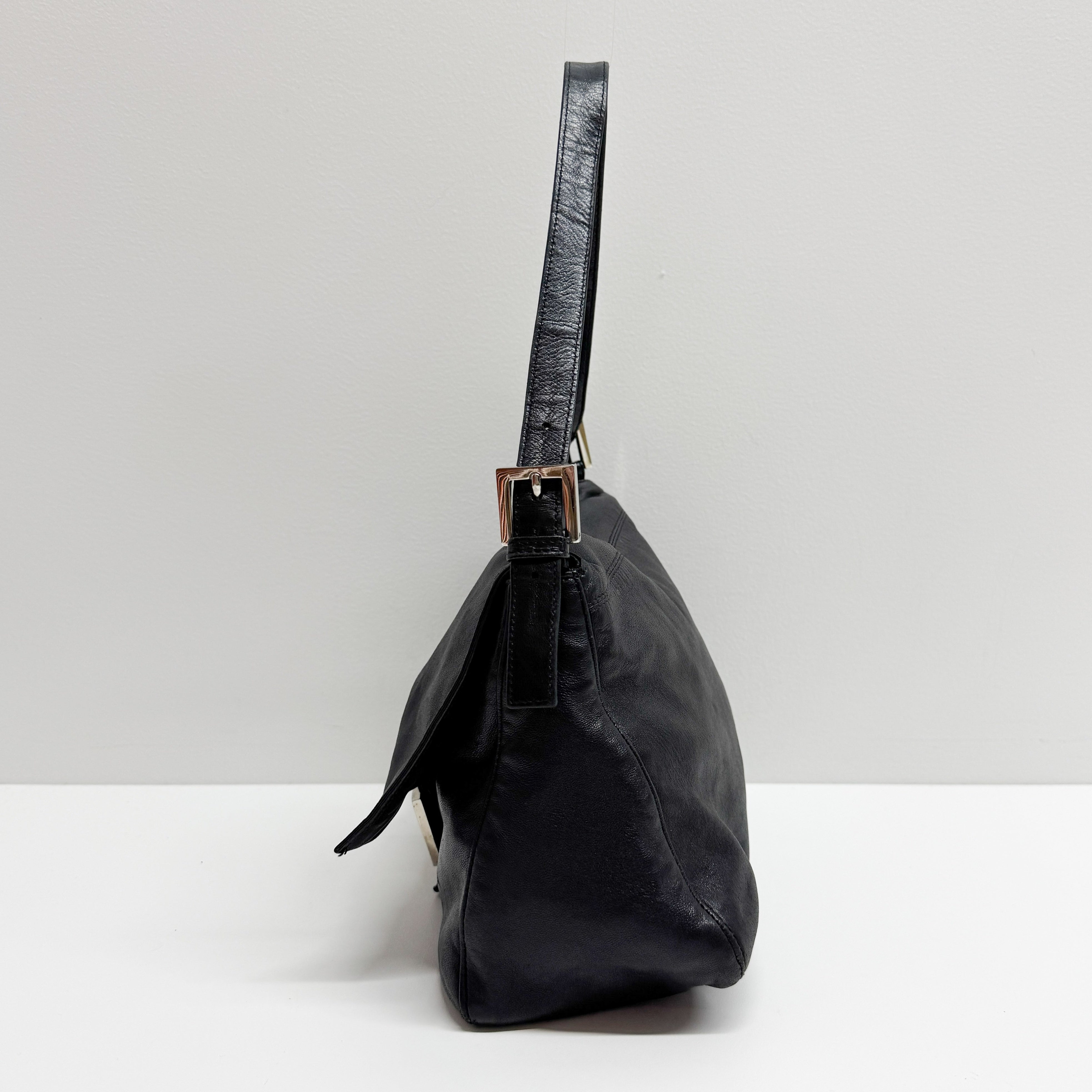 Mamma Baguette Black Leather Shoulder Bag