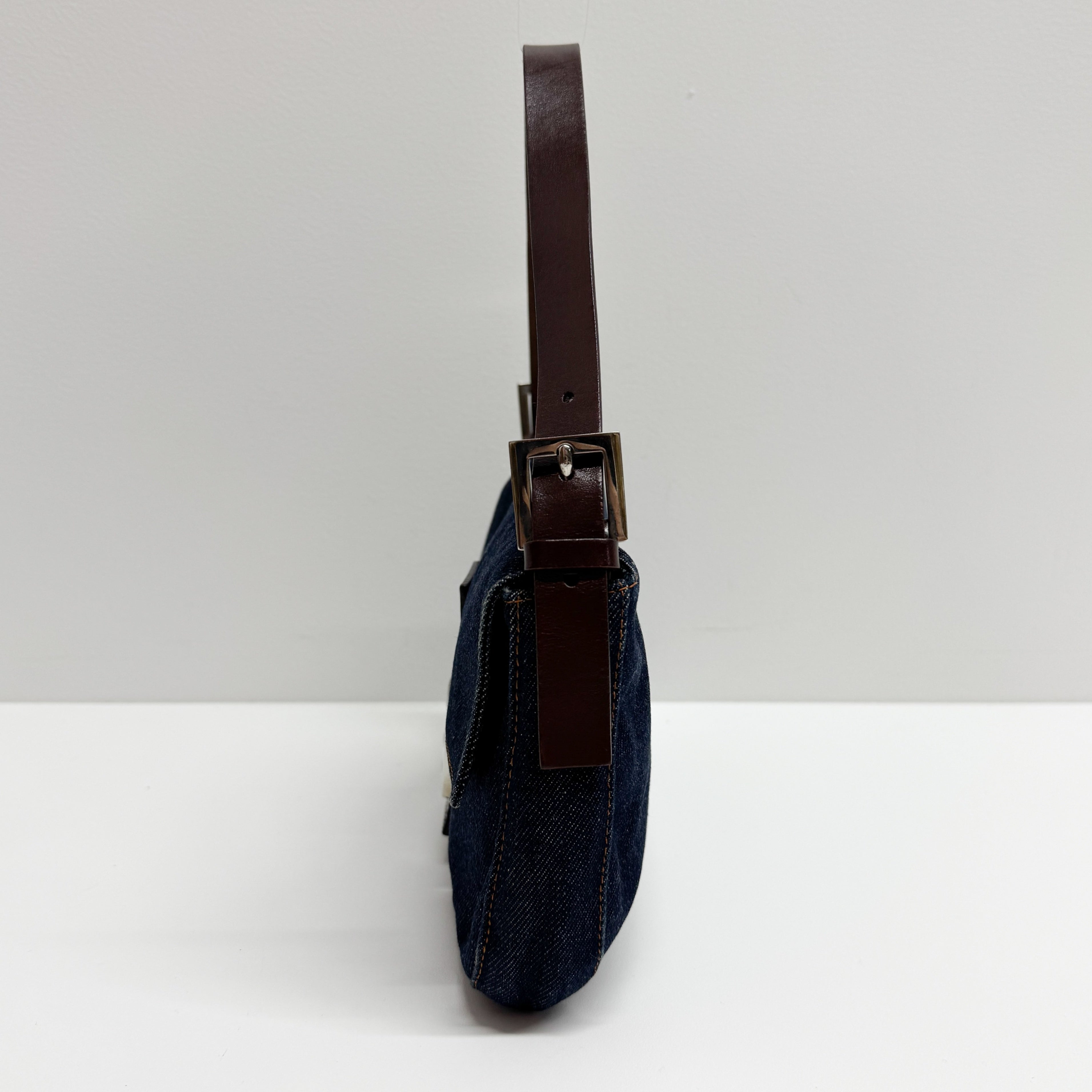 Baguette Blue Denim Shoulder Bag