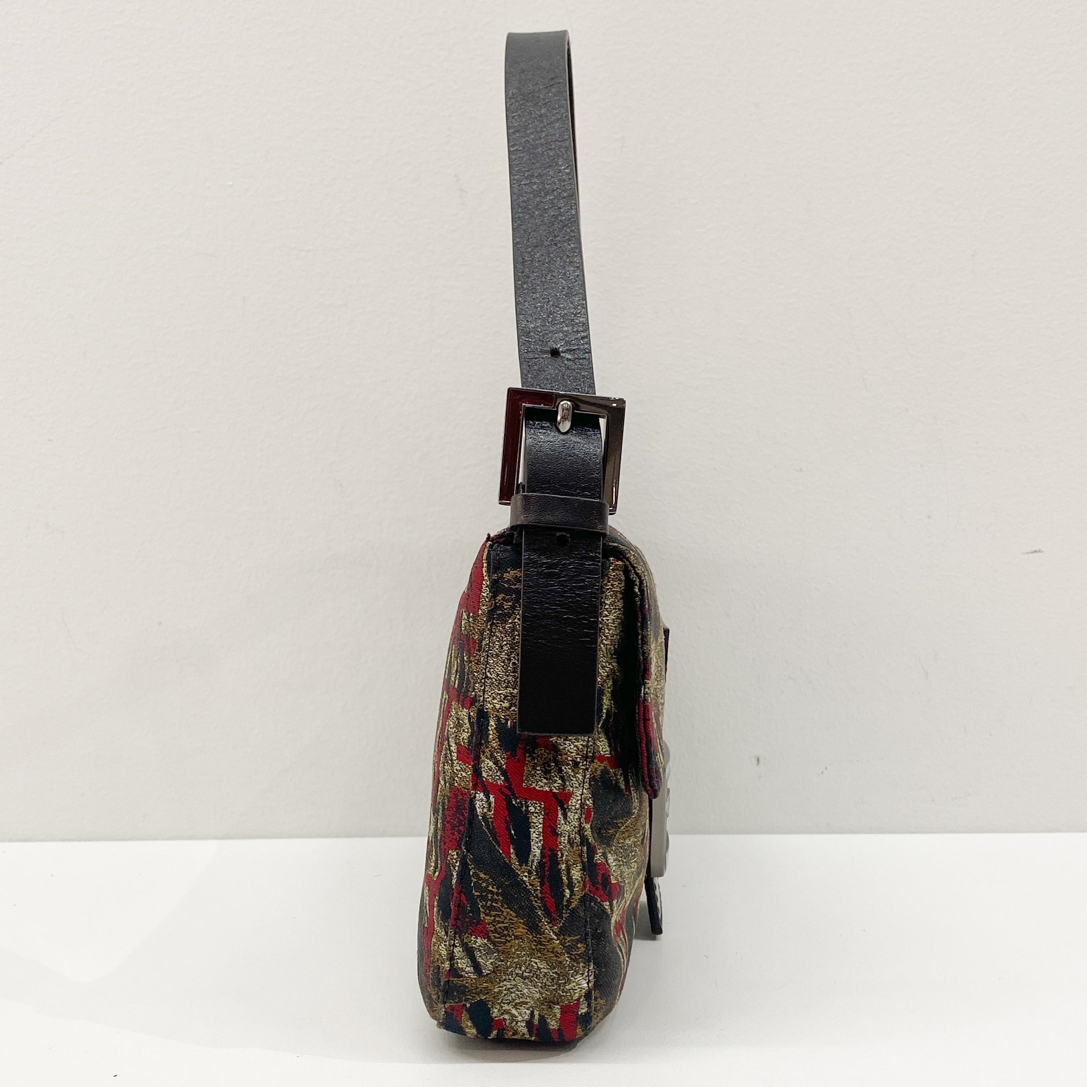 Baguette Multi-color Canvas Shoulder Bag