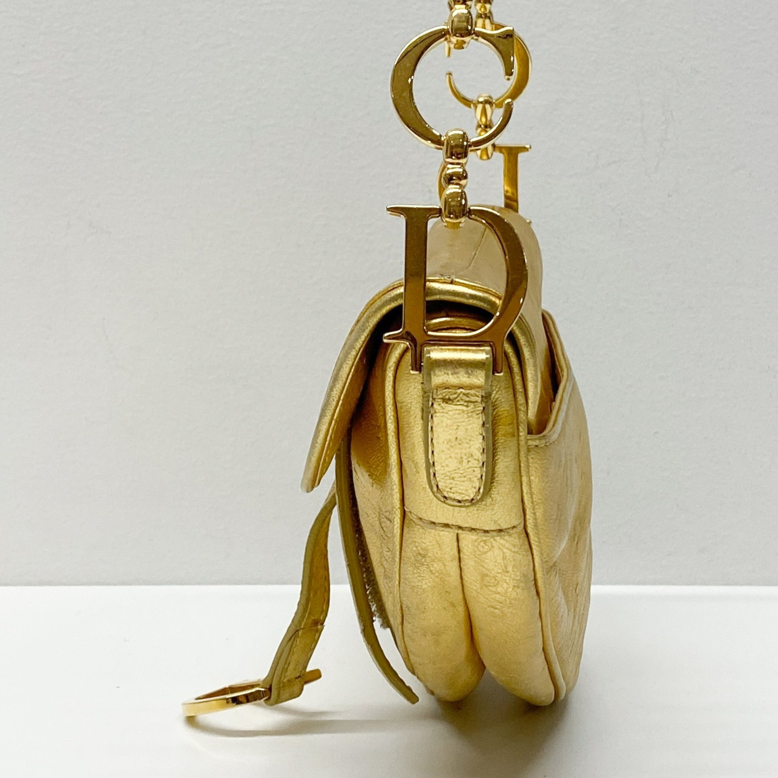 Saddle Gold Leather Shoulder Bag