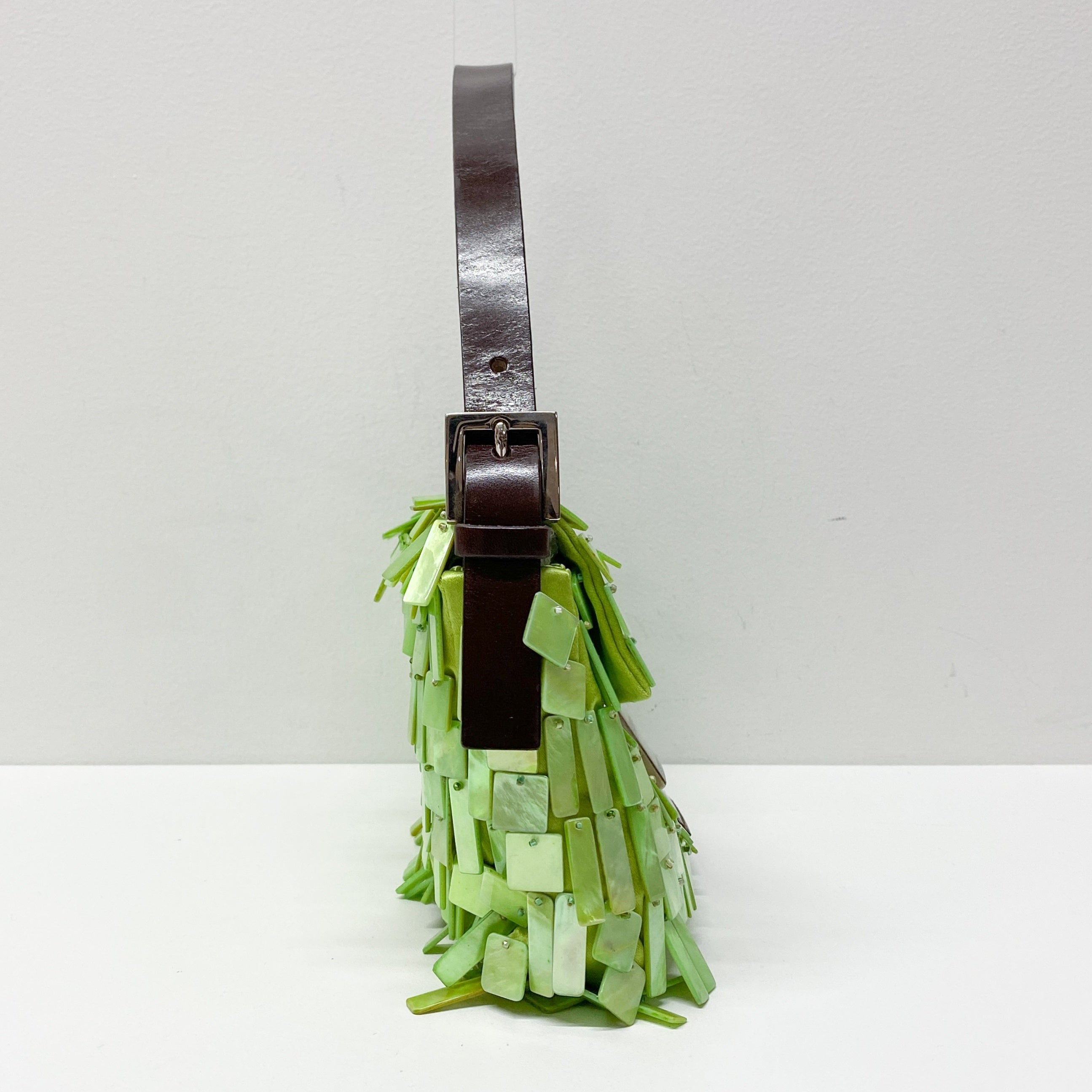 Limited Edition Baguette Mother Of Pearl Green Satin Shoulder Bag