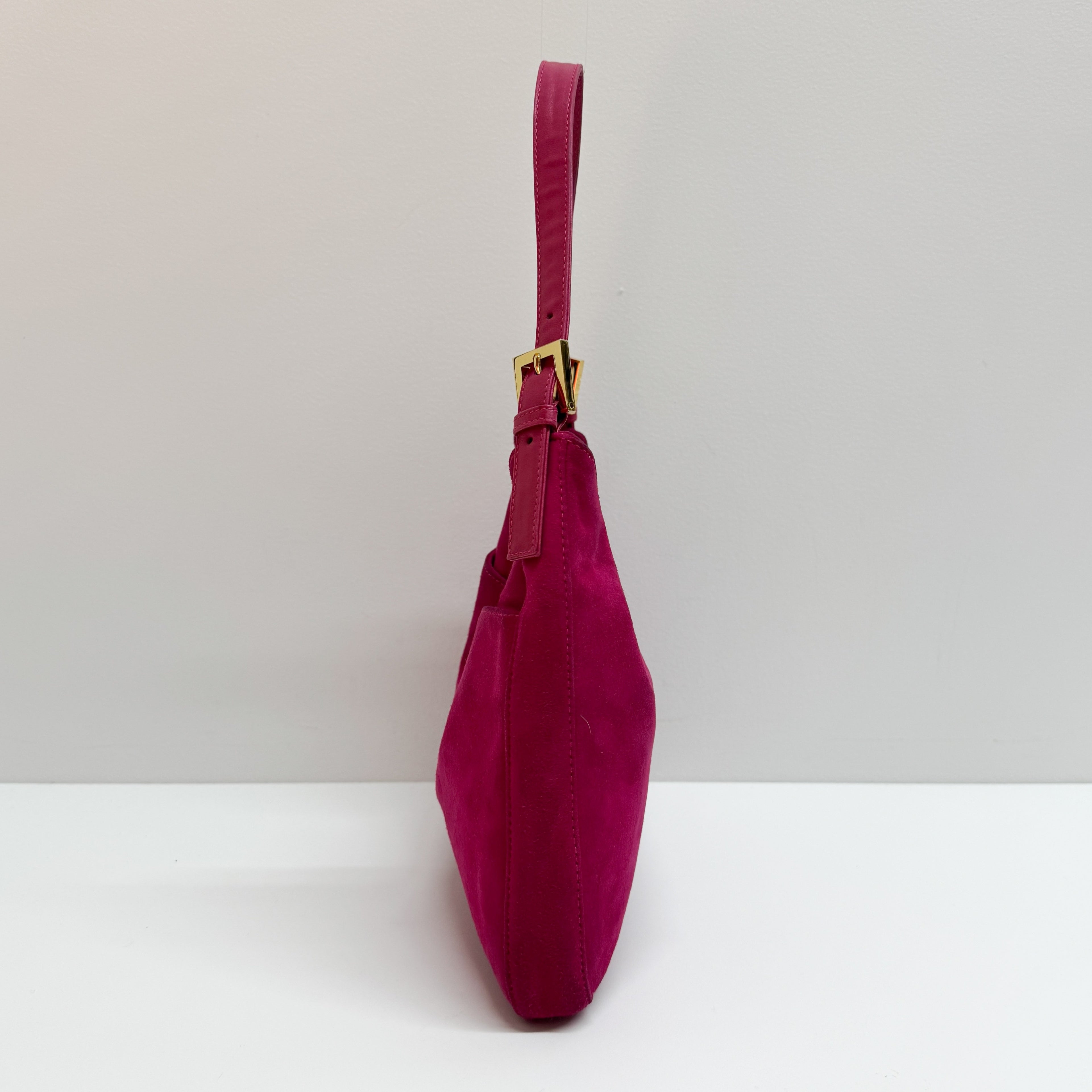 Mamma Baguette Pink Suede Shoulder Bag