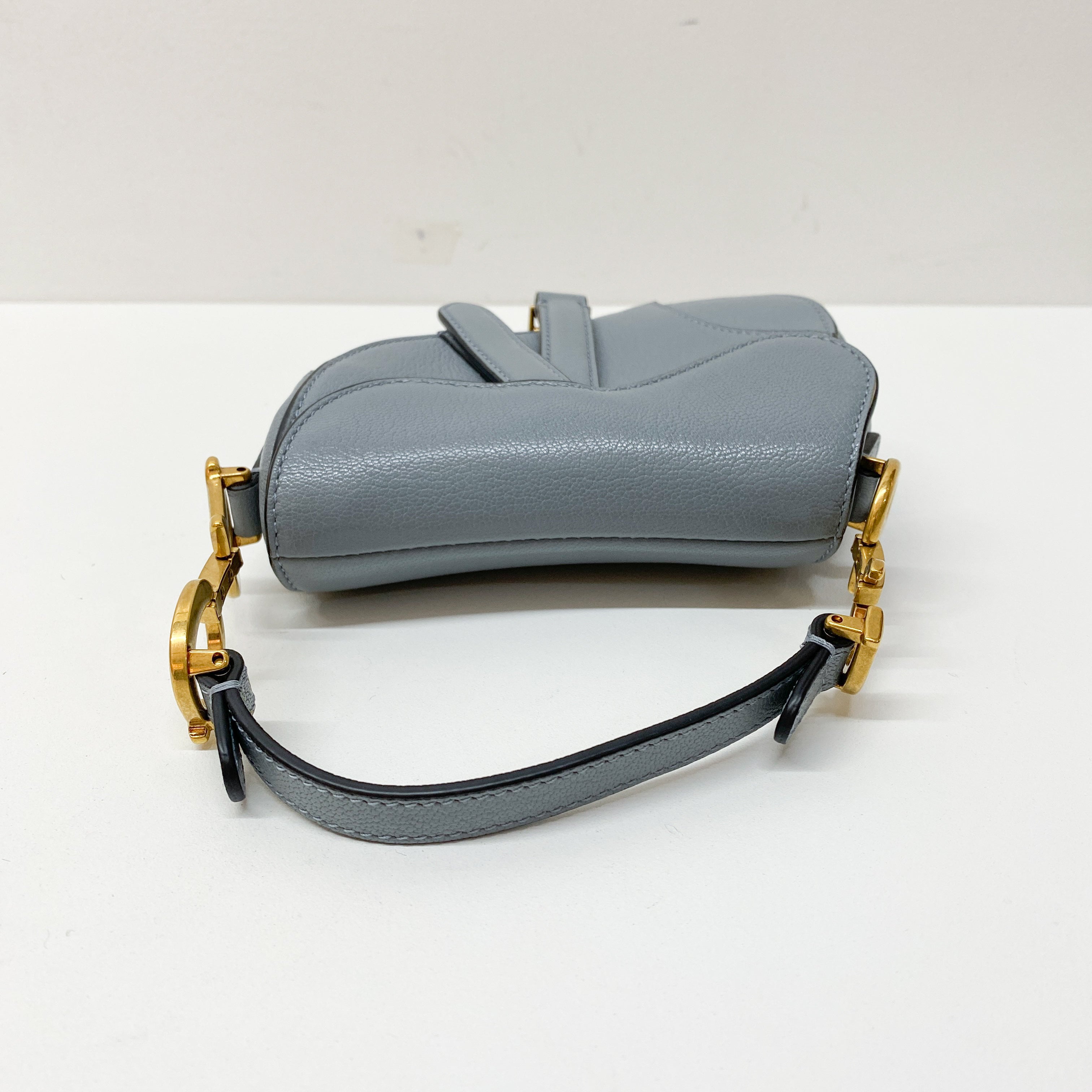 Mini Saddle Blue Leather Hand Bag
