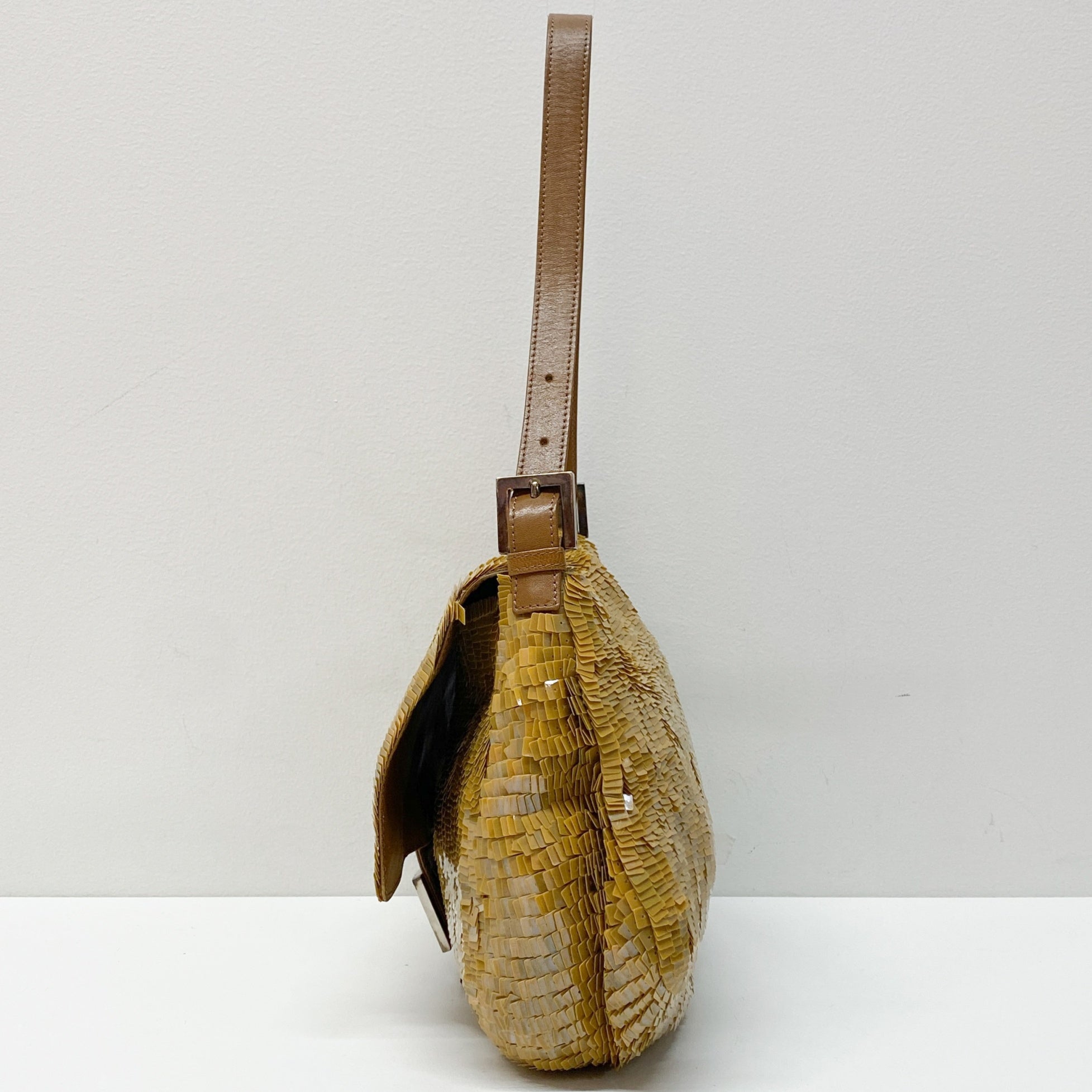 Mamma Baguette Caramel Brown Sequin Shoulder Bag