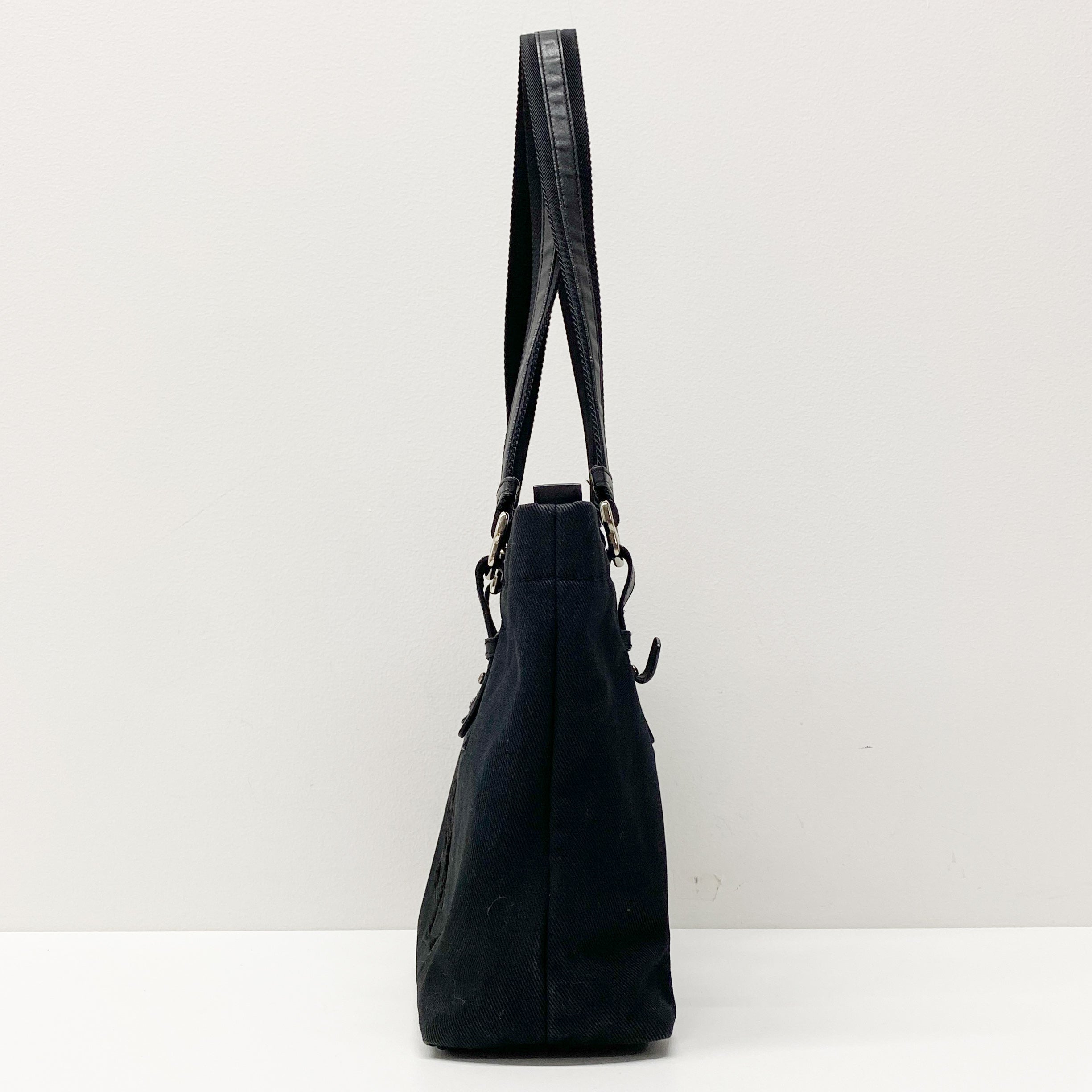 Black Canvas Tote Shoulder Bag