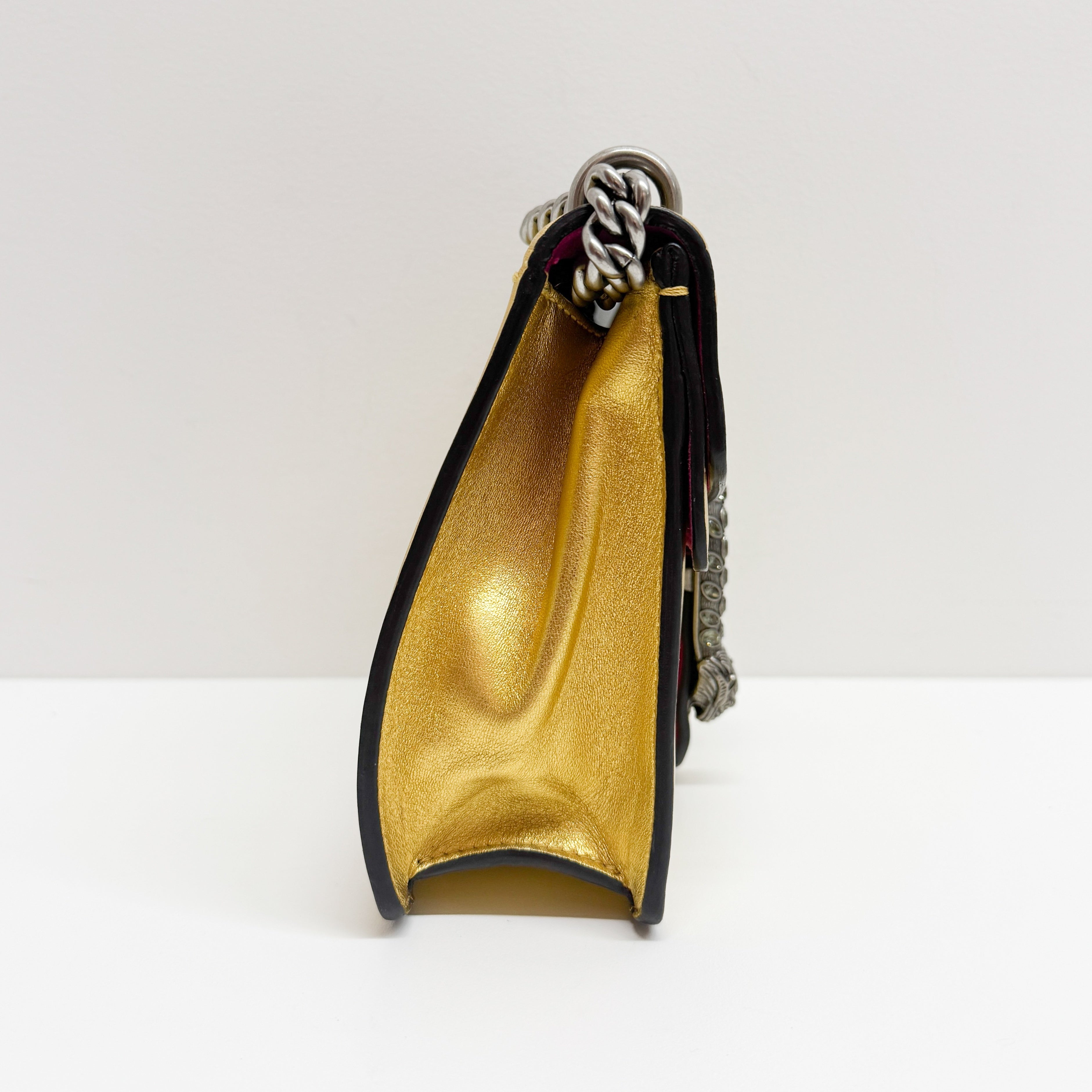 Dionysus Mini Gold Leather Shoulder Bag