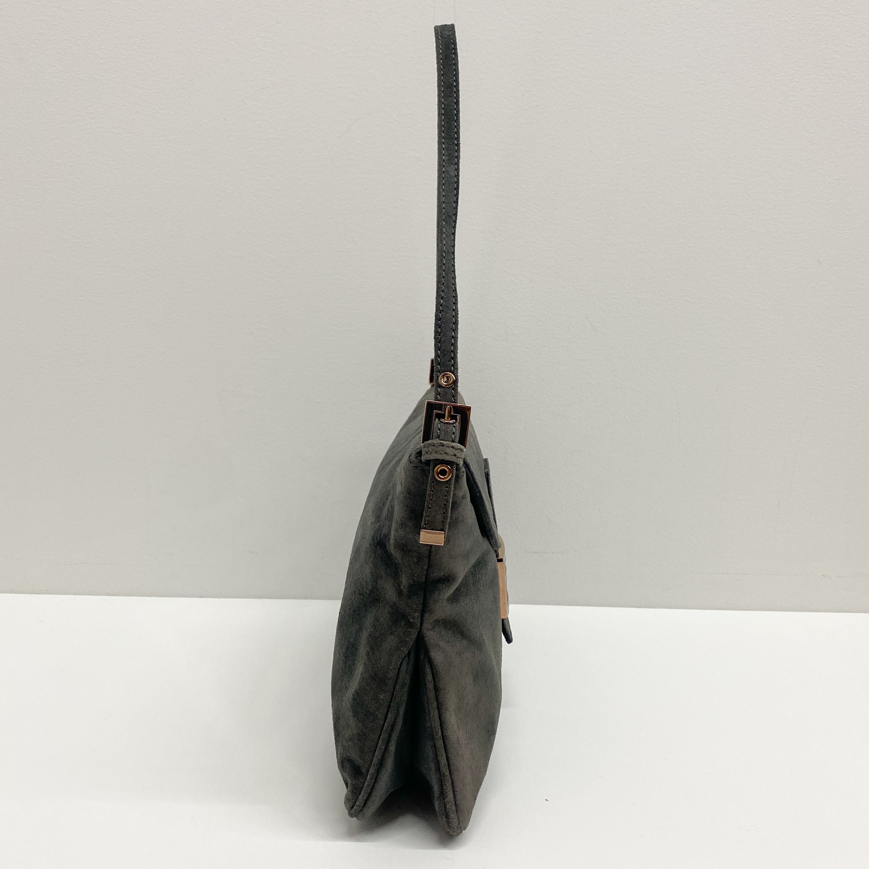 Vintage Grey Suede Shoulder Bag